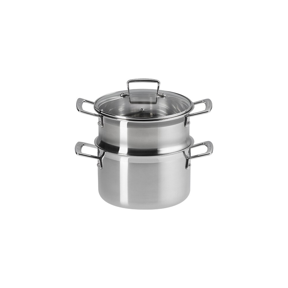 Panela de 3-Ply con vaporizador e tampa Le Creuset Cinzento-2