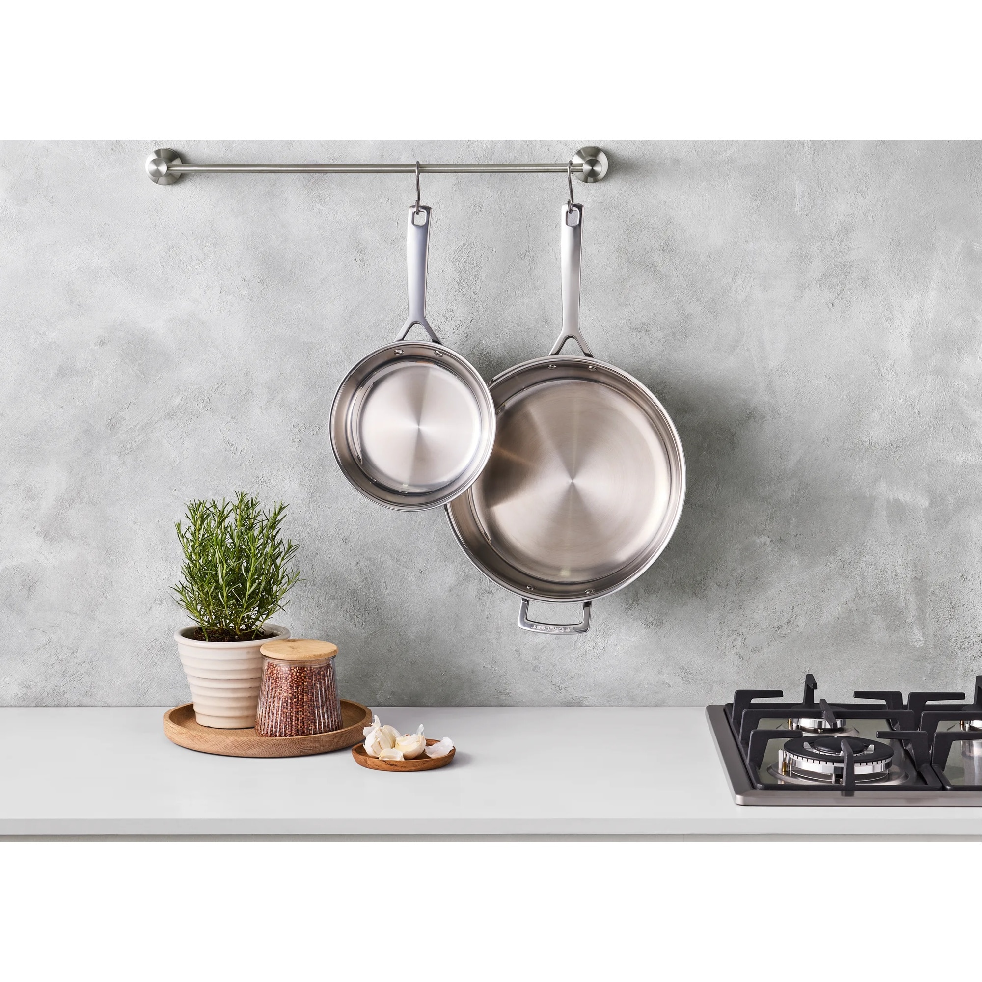 Frigideira baixa de aço inoxidável signature Le Creuset Cinzento-4
