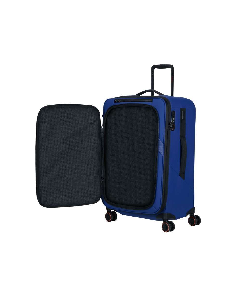 Mala de Viagem Média Glazed 67cm 4 Rodas Expansível Azul 83L Azul-2