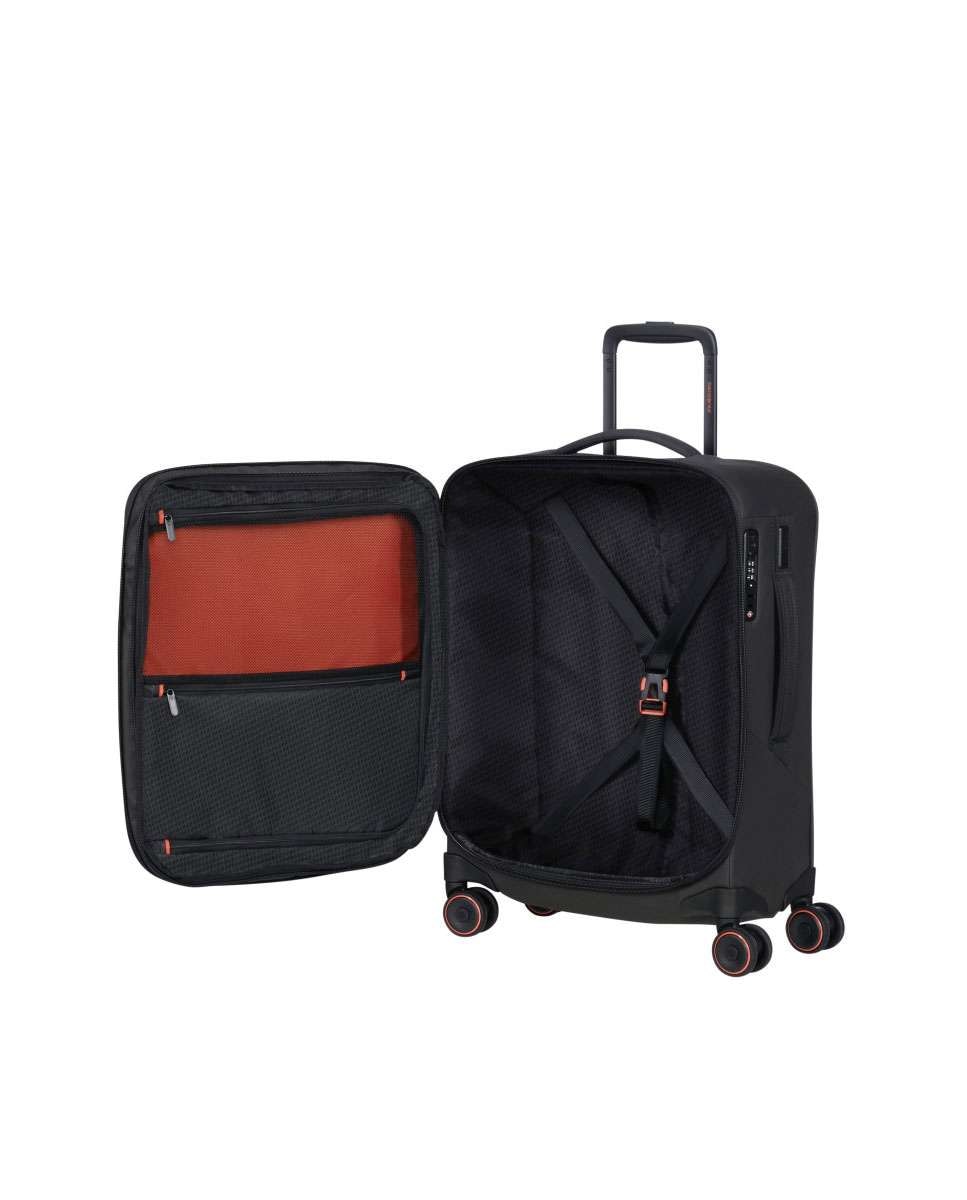 Mala de Cabine Glazed 55cm 4 Rodas Expansível Preto 44L Preto-2
