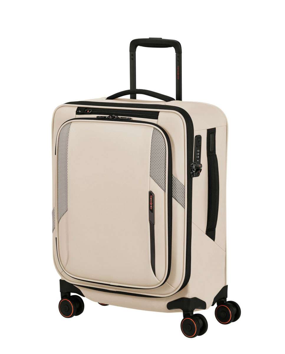 Mala de Cabine Glazed 55cm 4 Rodas Expansível Areia 44L Bege-1