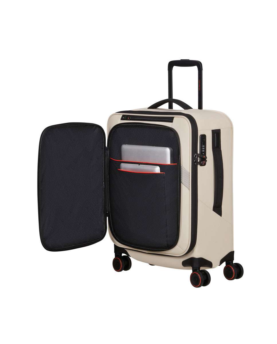 Mala de Cabine Glazed 55cm 4 Rodas Expansível Areia 44L Bege-2