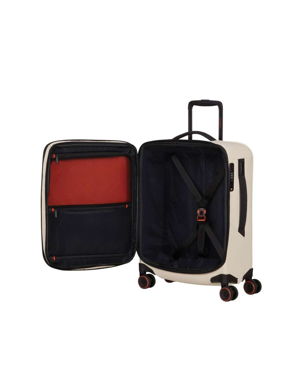 Mala de Cabine Glazed 55cm 4 Rodas Expansível Areia 44L Bege-3