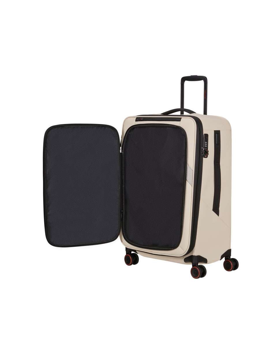Mala de Viagem Média Glazed 67cm 4 Rodas Expansível Areia 83L Bege-2