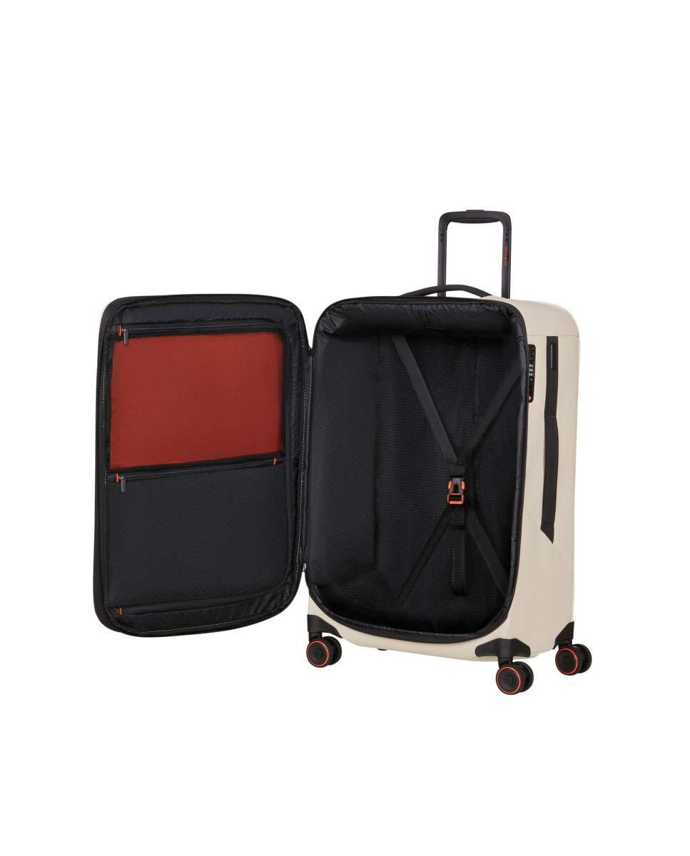 Mala de Viagem Média Glazed 67cm 4 Rodas Expansível Areia 83L Bege-3