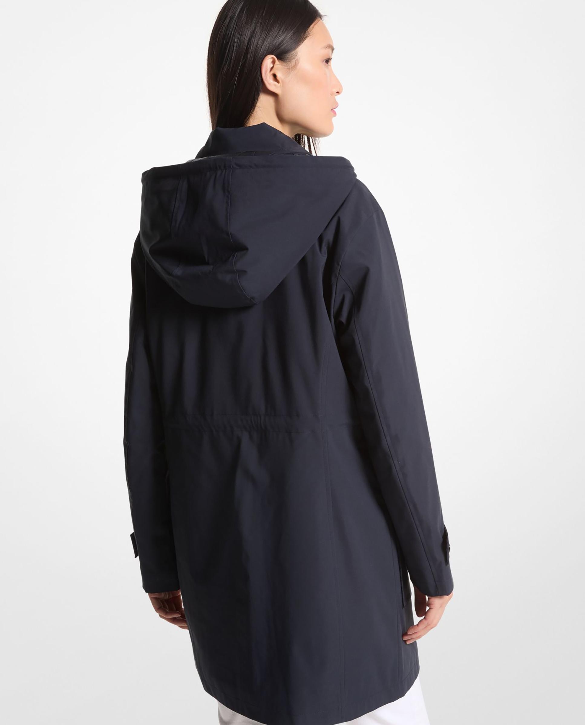 Parka Resistente À Água com Capuz Azul-marinho-2