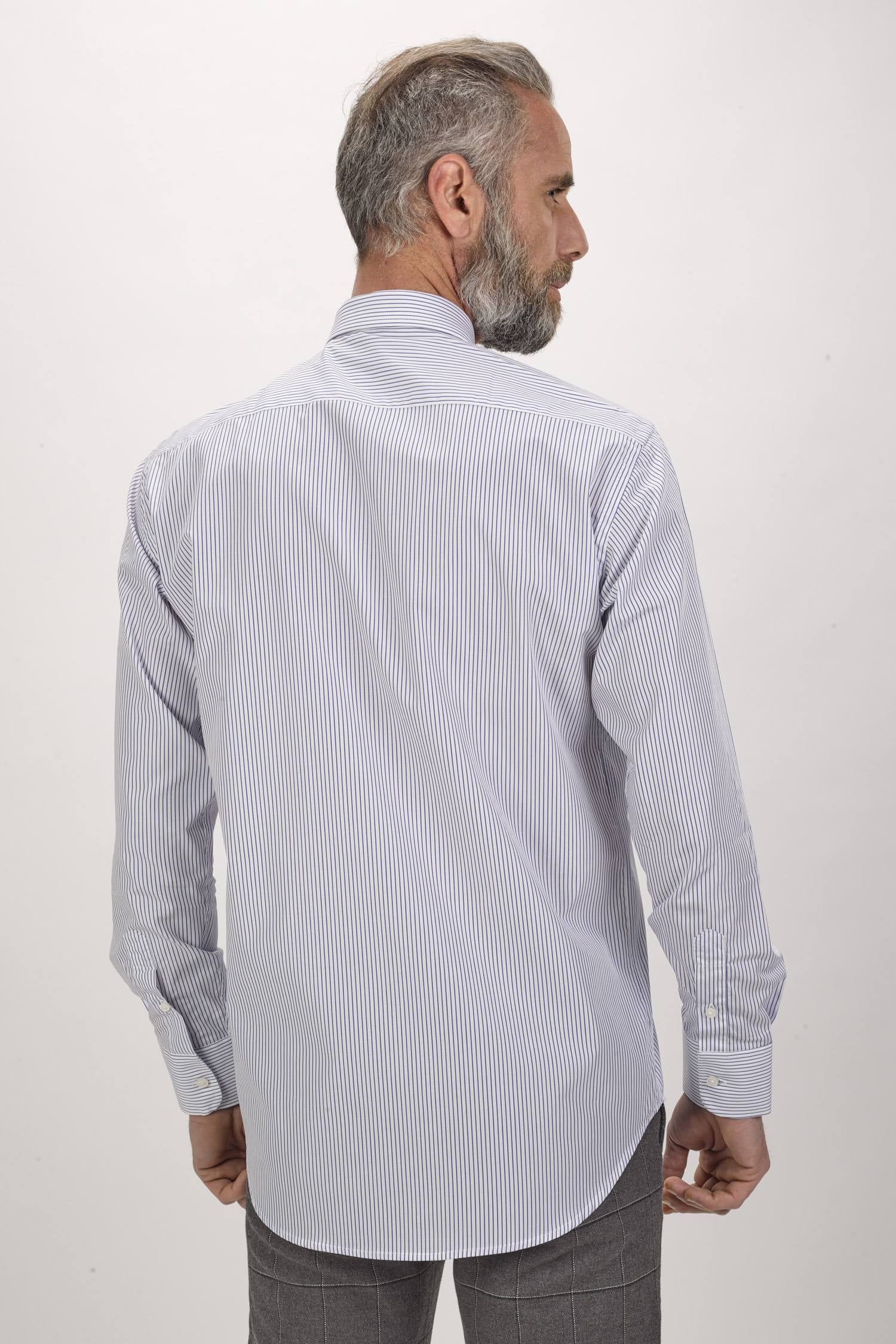 Camisa de homem com risca Azul-3