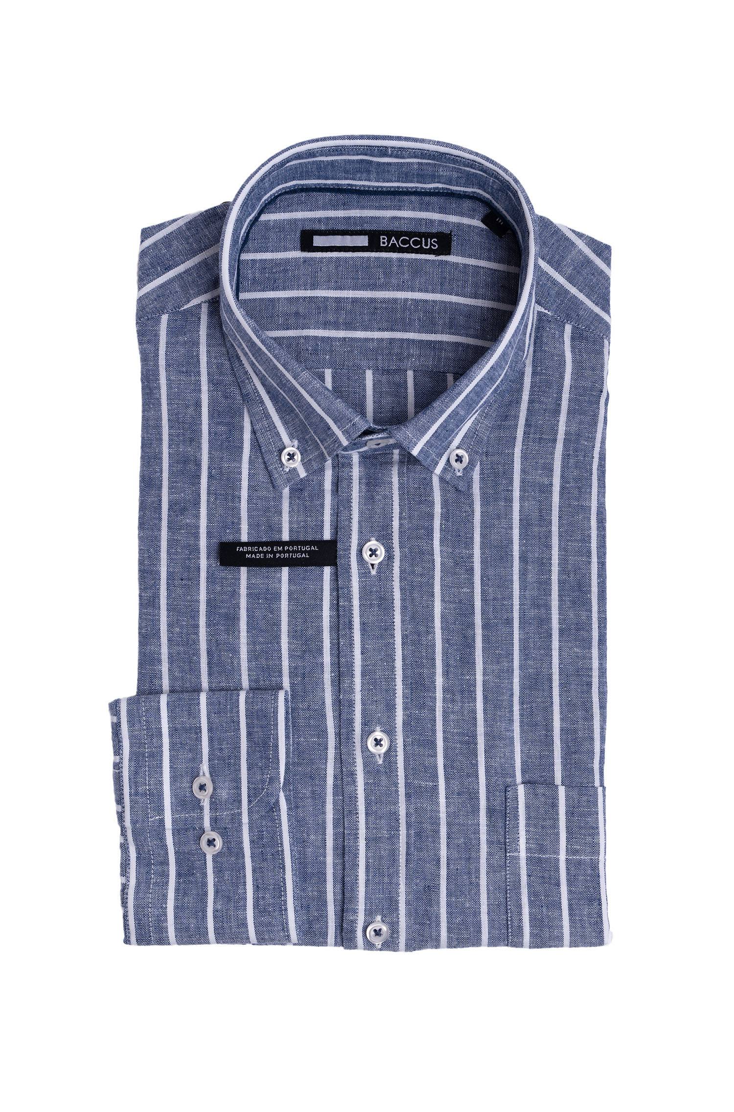 Camisa de ajuste regular para homem Azul-1
