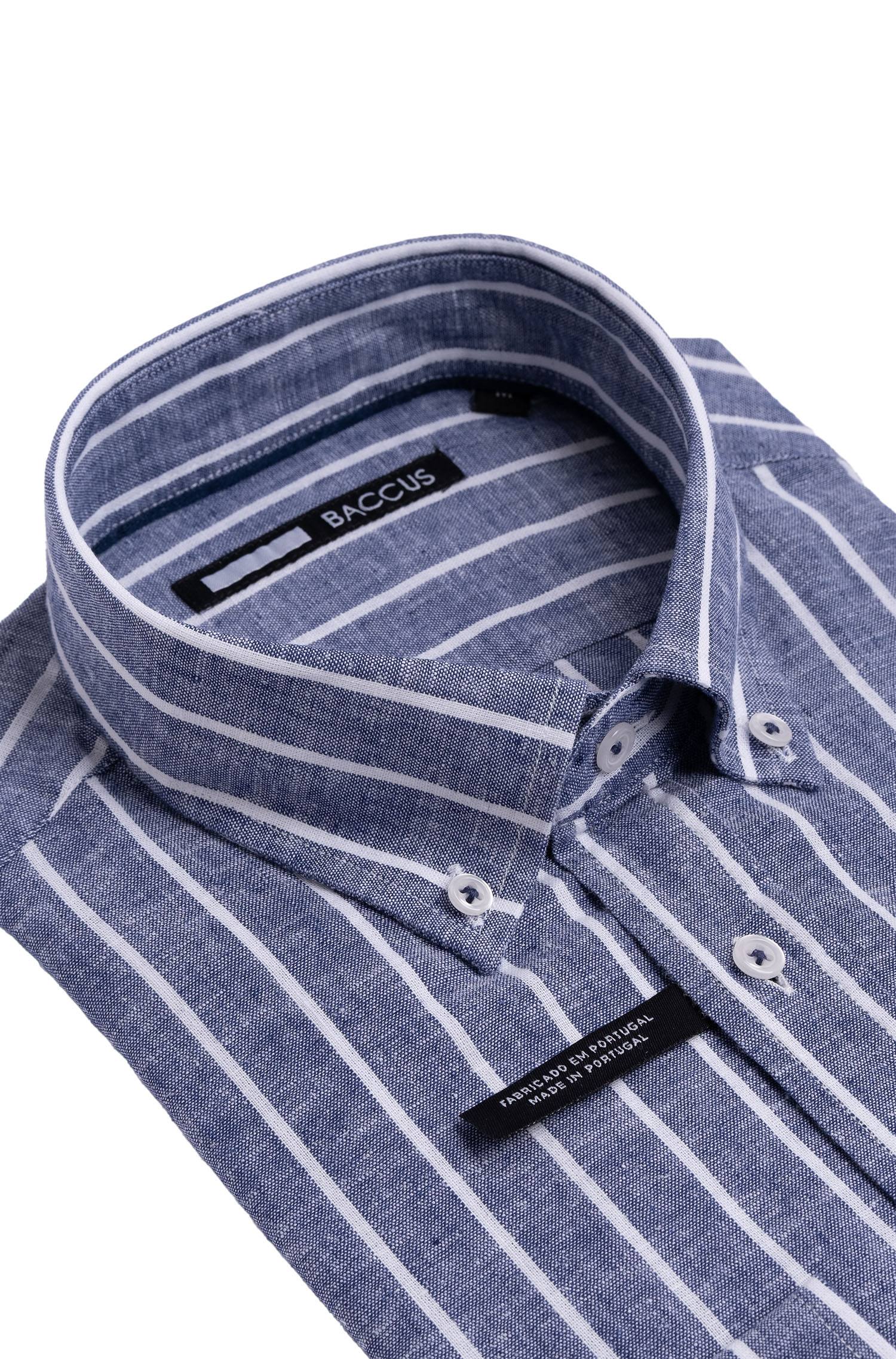 Camisa de ajuste regular para homem Azul-2