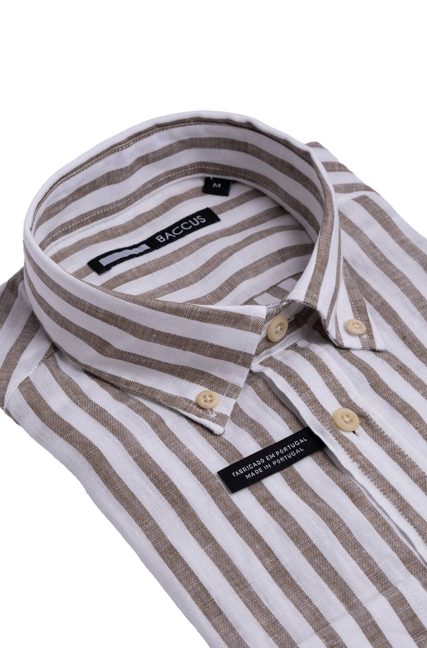 Camisa de ajuste regular para homem Bege-2