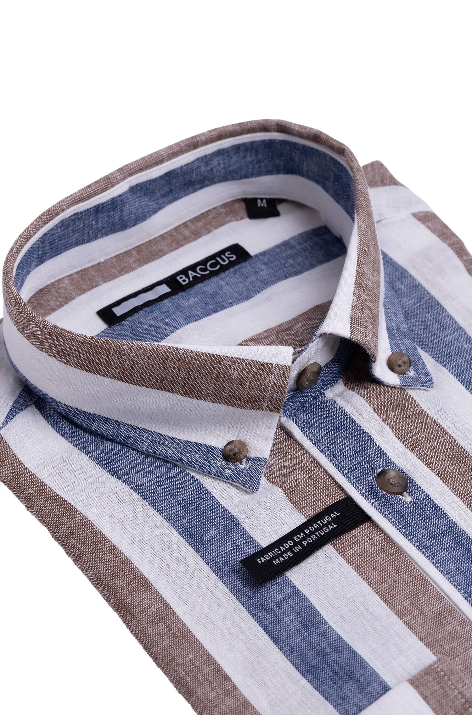 Camisa de ajuste regular para homem Azul-2