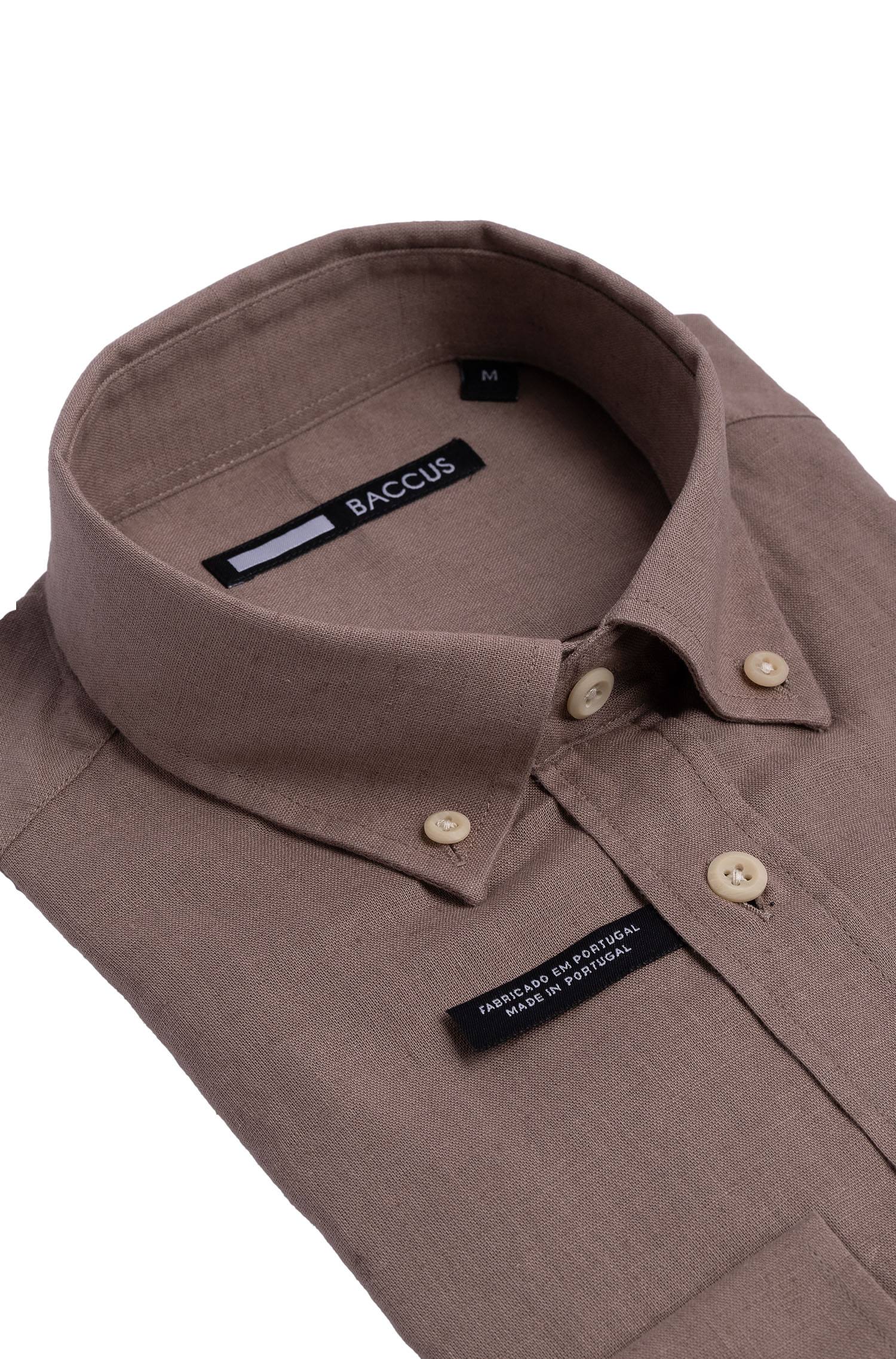 Camisa de ajuste regular para homem Bege-2