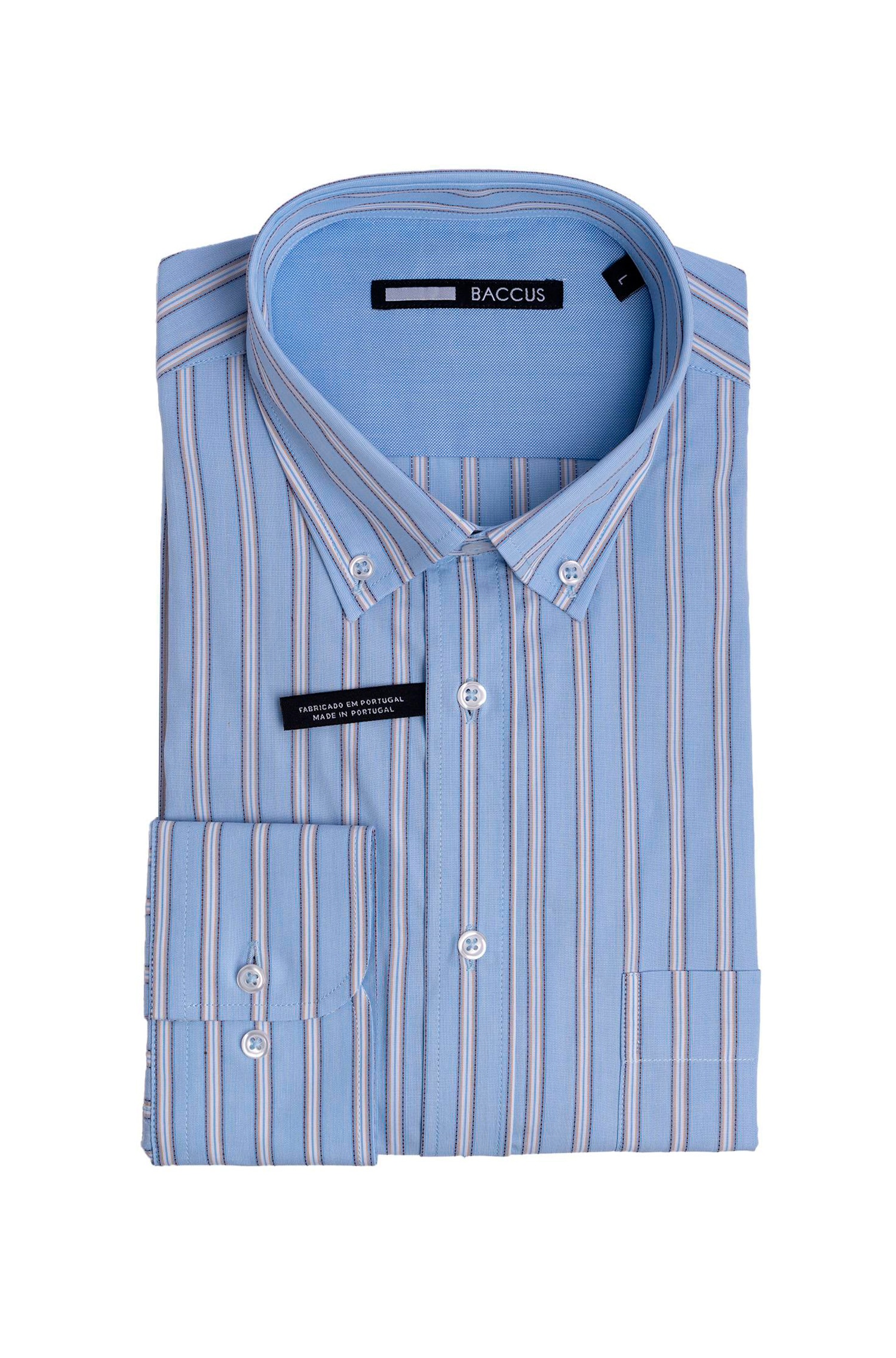 Camisa de ajuste regular para homem Azul-1
