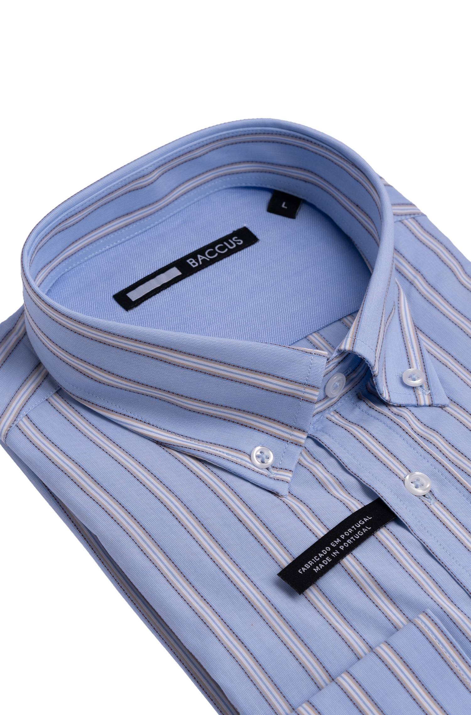 Camisa de ajuste regular para homem Azul-2