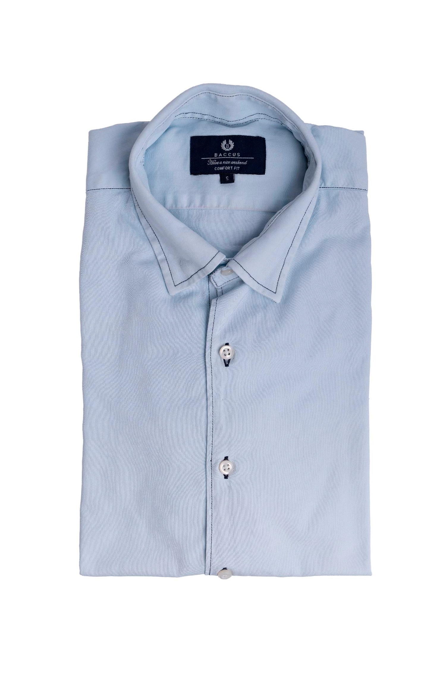 Camisa de ajuste comfort em ganga Azul-1