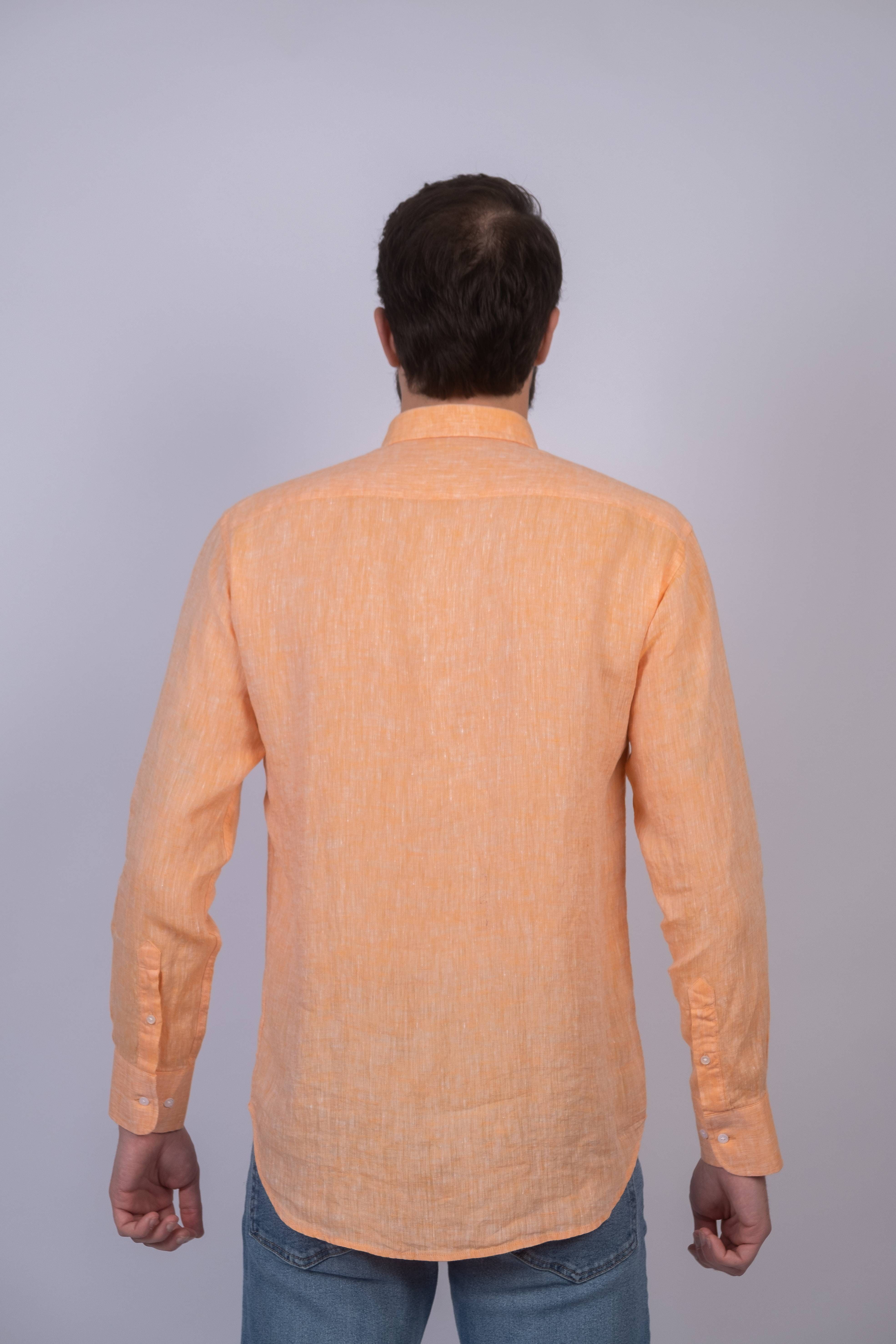 Camisa de ajuste regular para homem Laranja-2