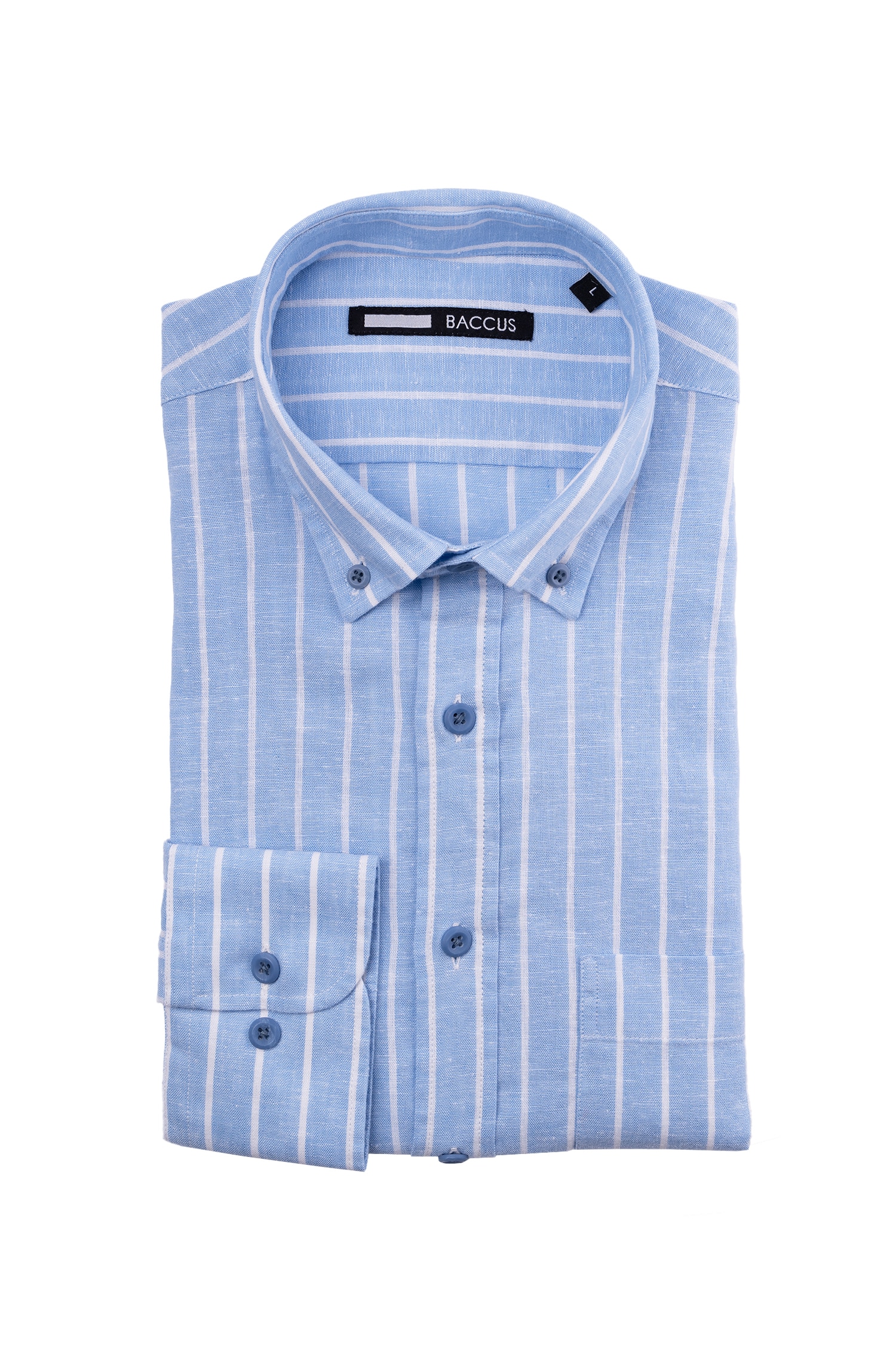 Camisa de ajuste regular para homem Azul-1