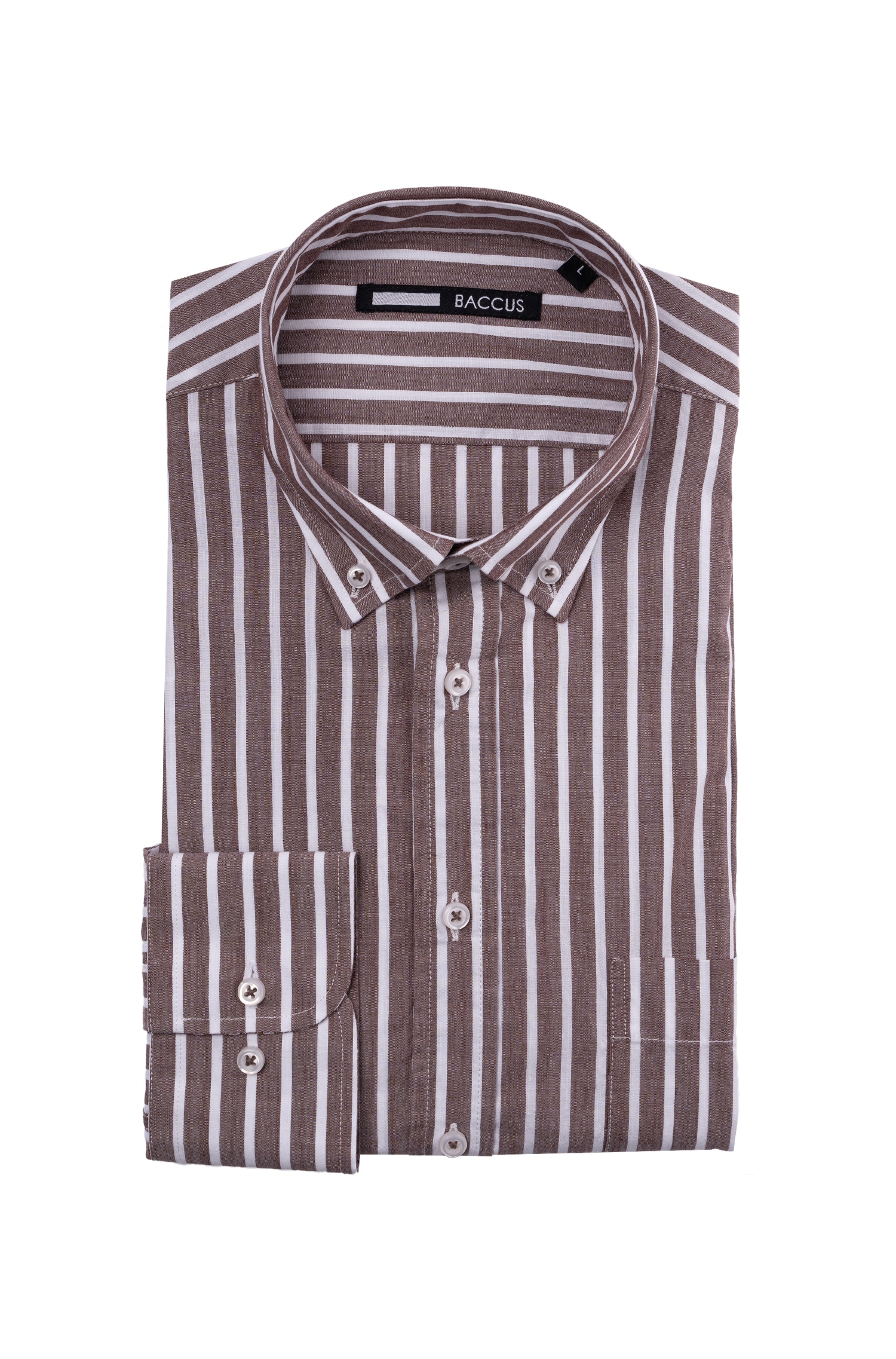 Camisa de ajuste regular para homem Castanho-1