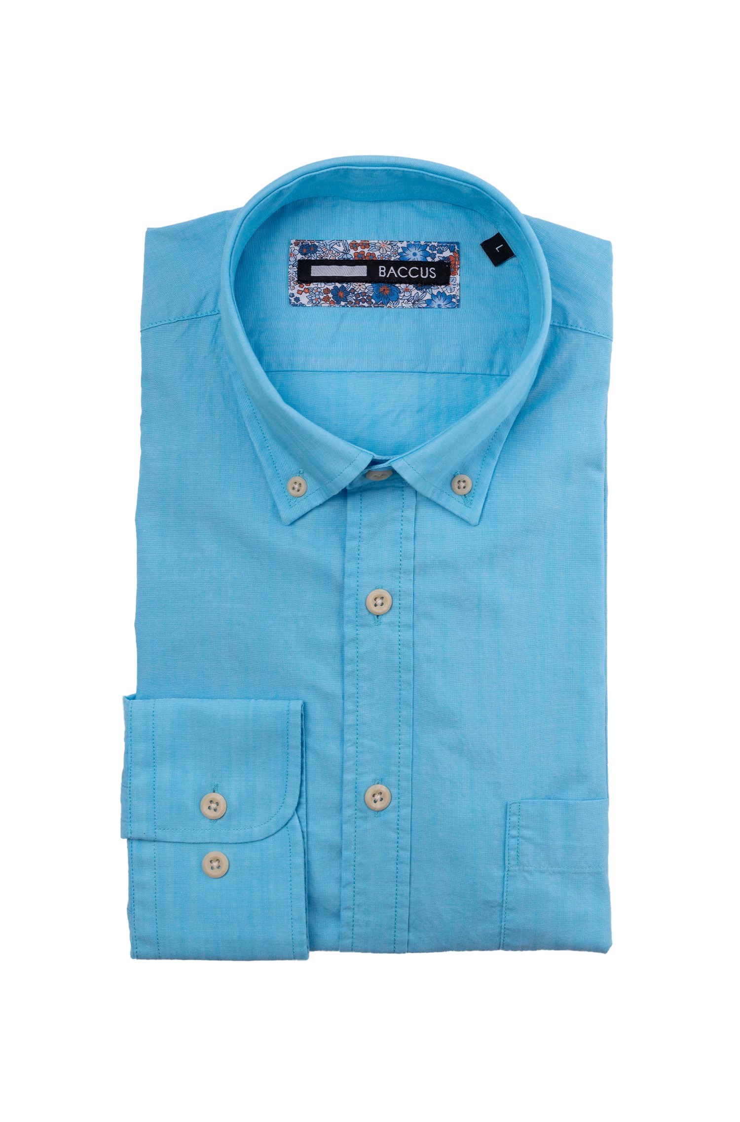 Camisa de ajuste regular para homem Azul-1