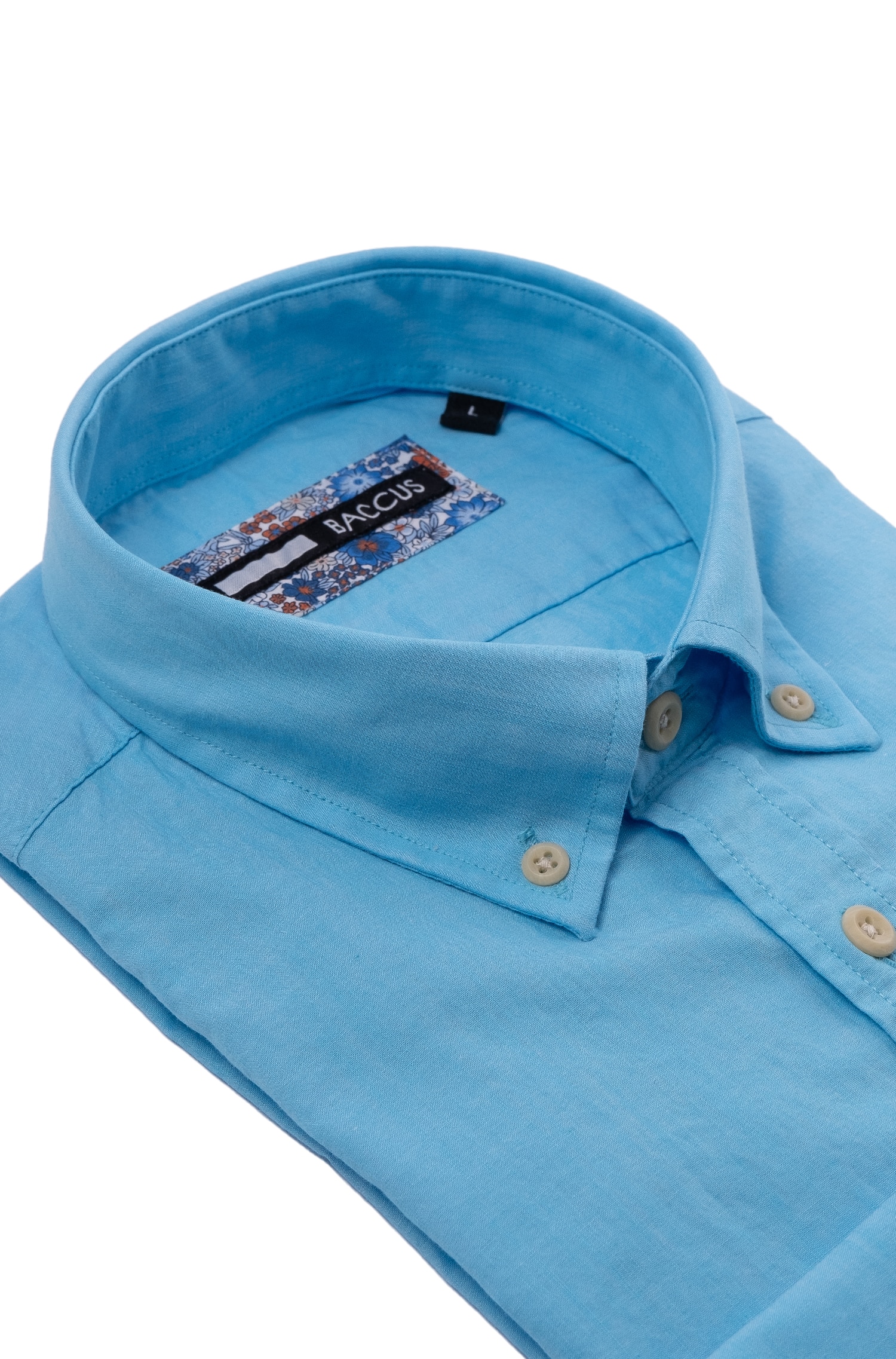 Camisa de ajuste regular para homem Azul-2