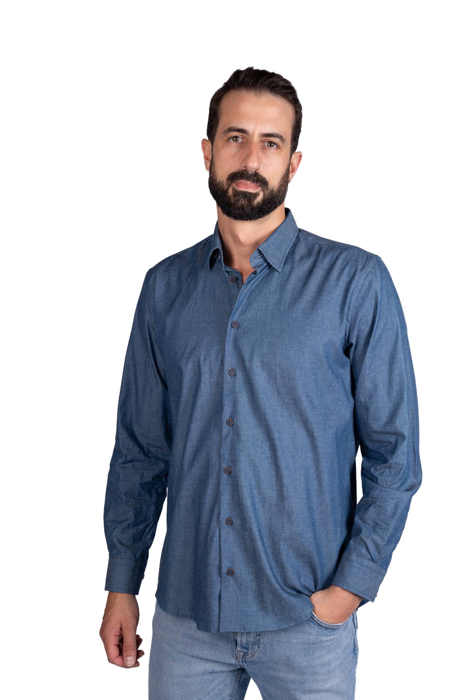 Imagem 1 de Camisa de ganga - Azul