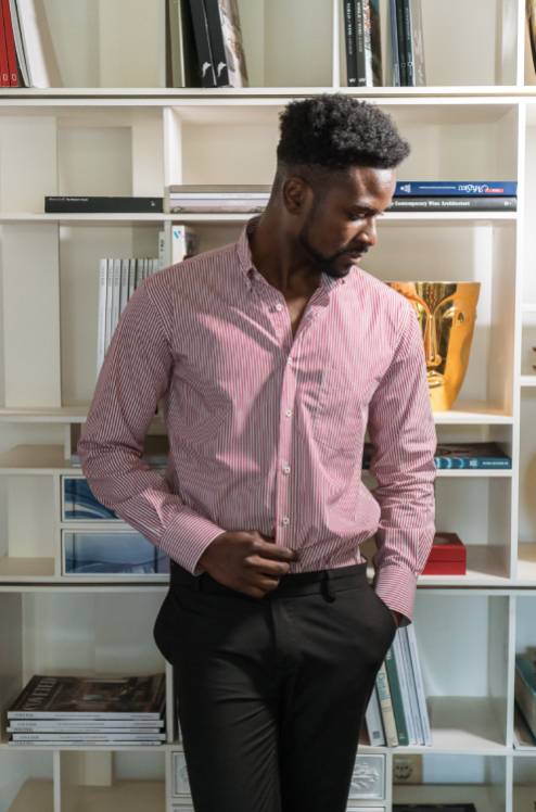 Camisa de ajuste regular para homem Vermelho-2