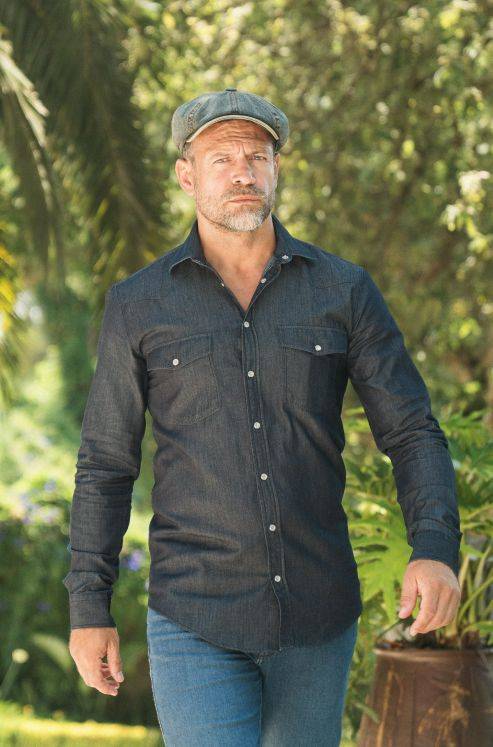 Camisa de ajuste comfort em ganga Azul-2