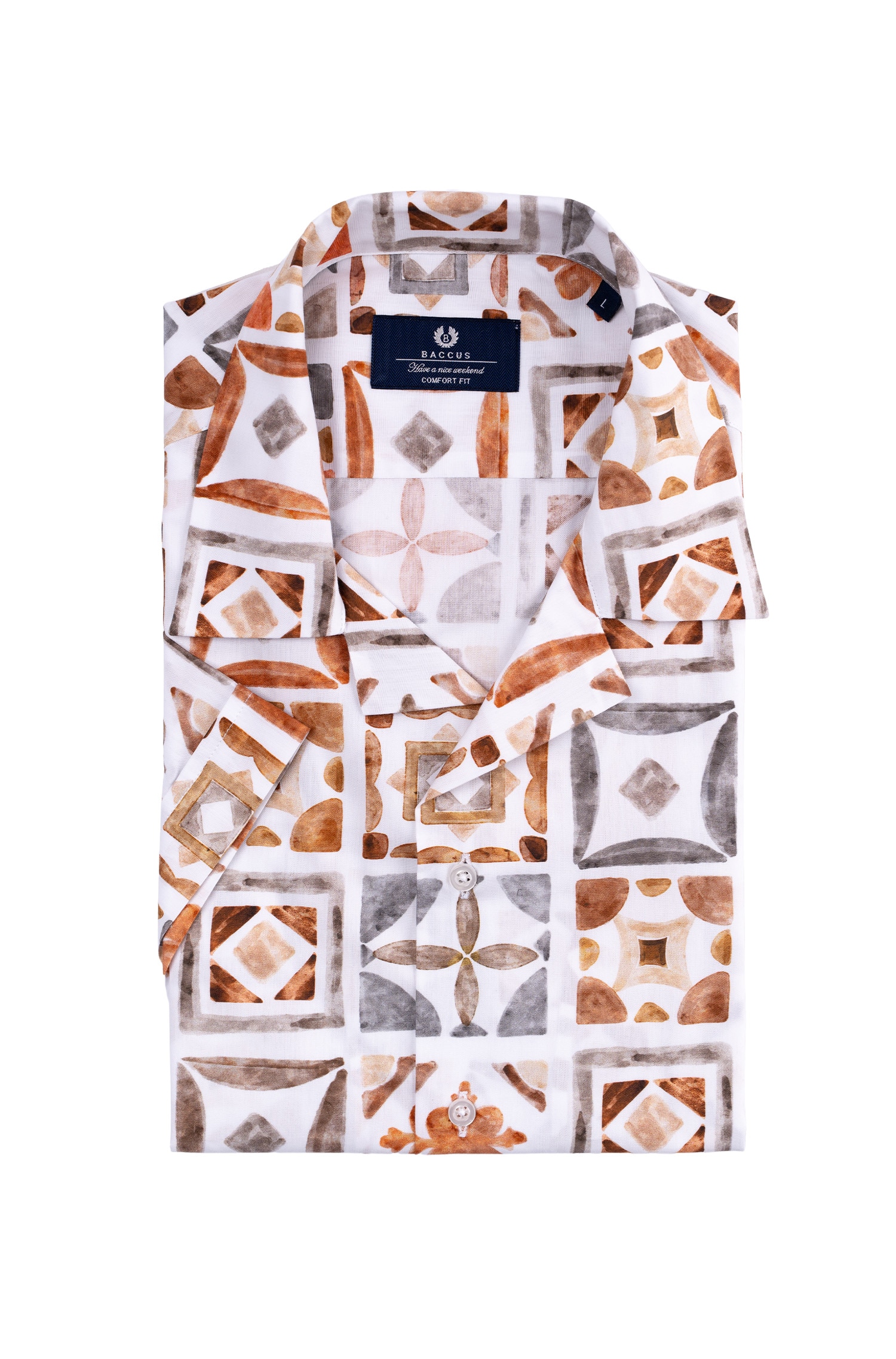 Camisa havaiana para homem Bege-1
