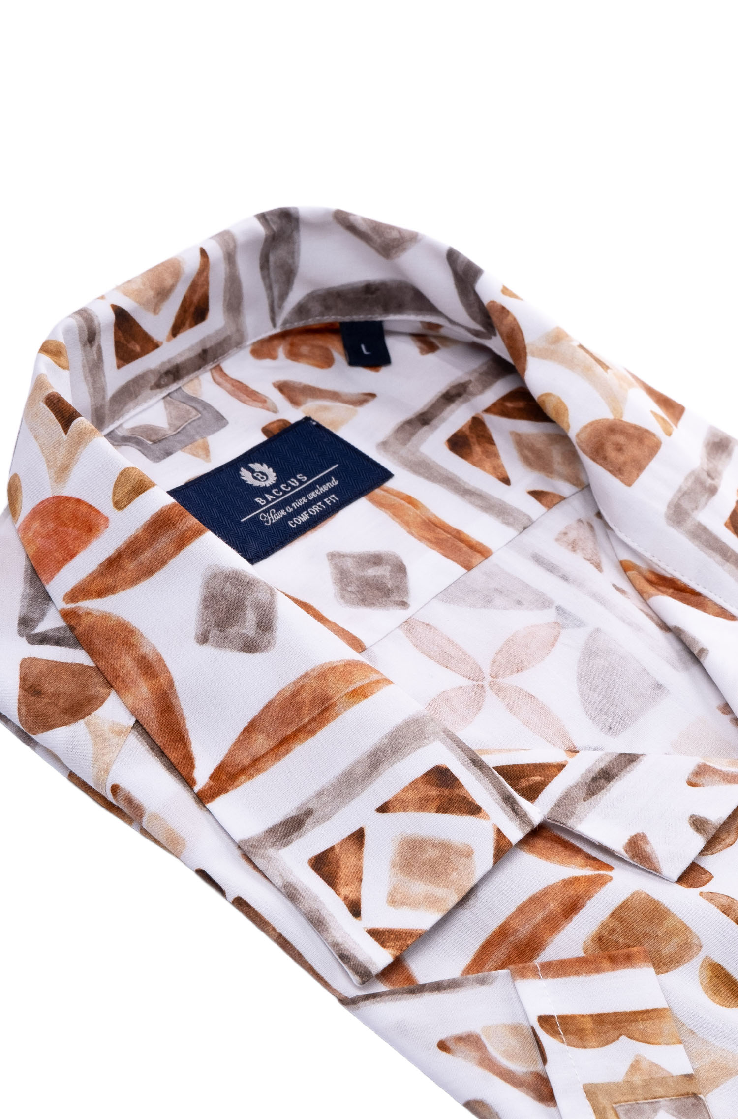 Camisa havaiana para homem Bege-2