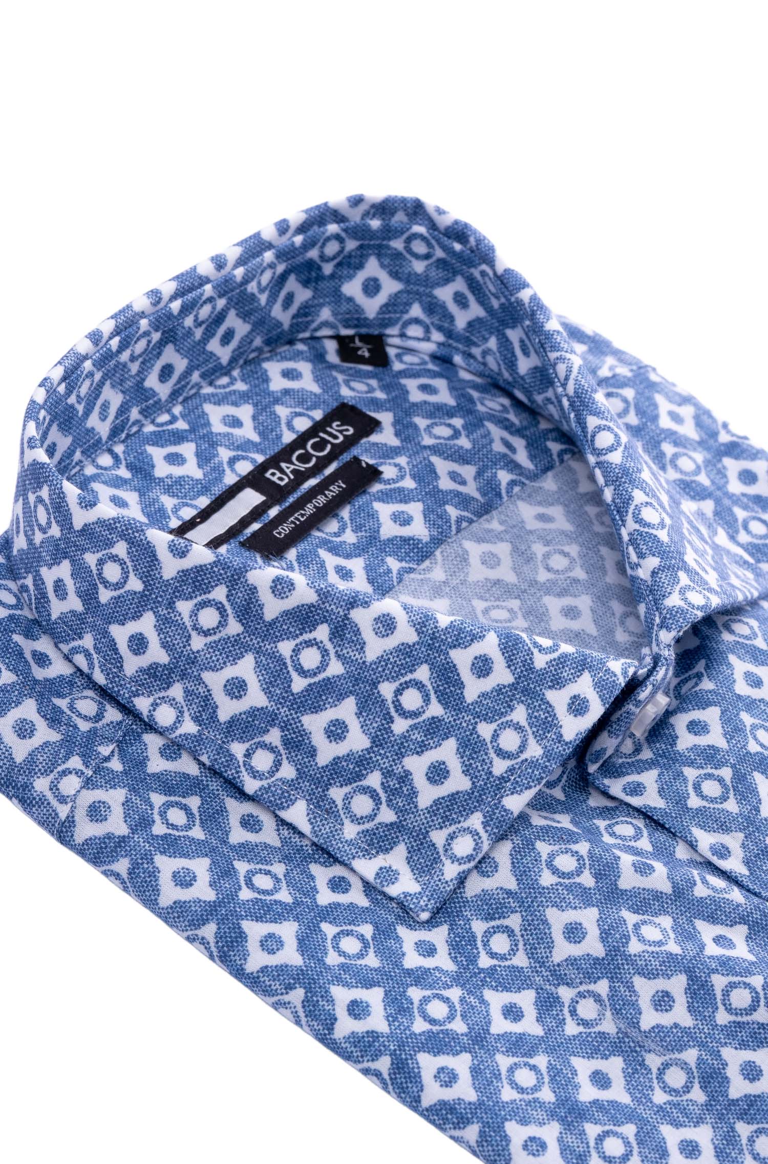Camisa de homem com ajuste contemporary Azul-2