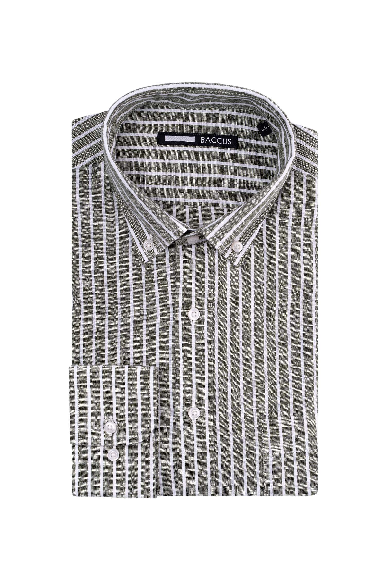 Camisa de ajuste regular para homem Verde-1