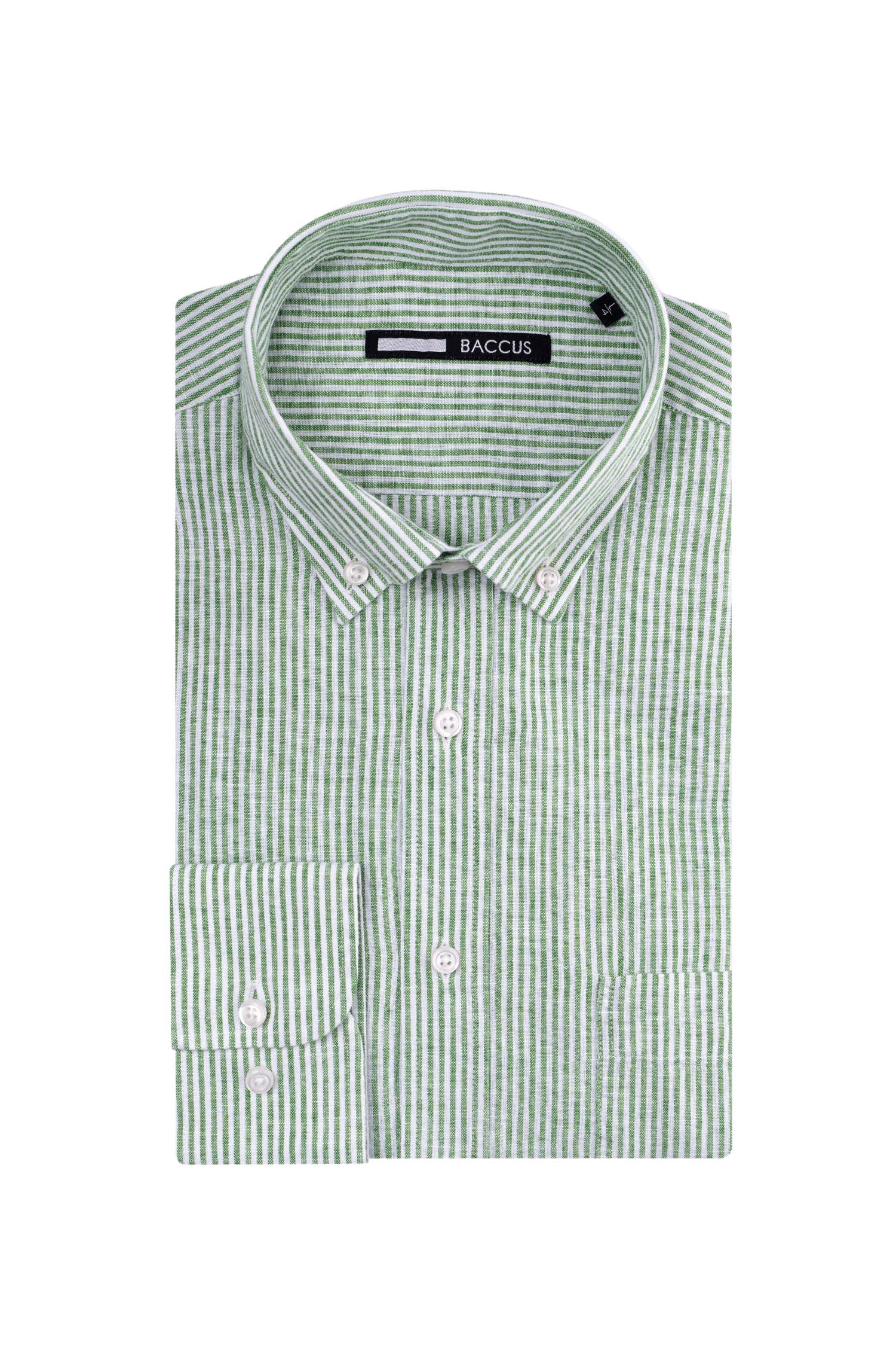 Camisa de ajuste regular para homem Verde-1