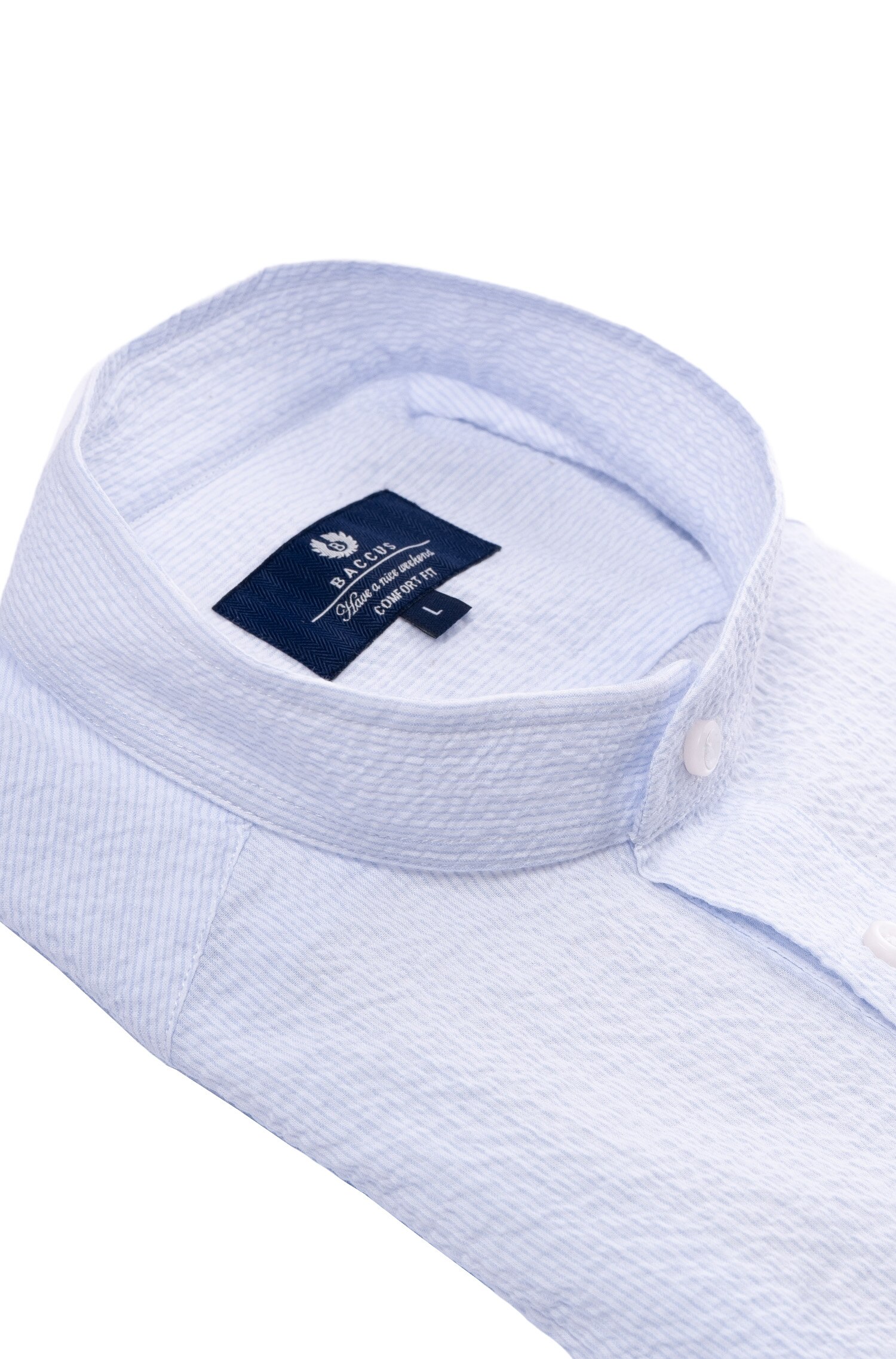 Camisa seersucker com ajuste comfort para homem Azul-2