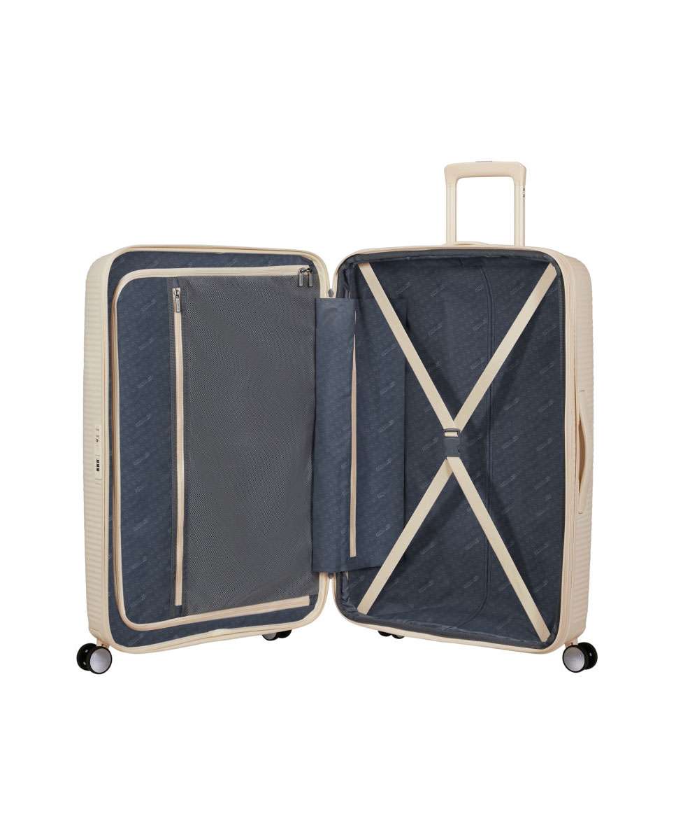 Mala de Viagem Grande Soundbox 77cm 4 Rodas Expansível Areia de Coco 97L Bege-2