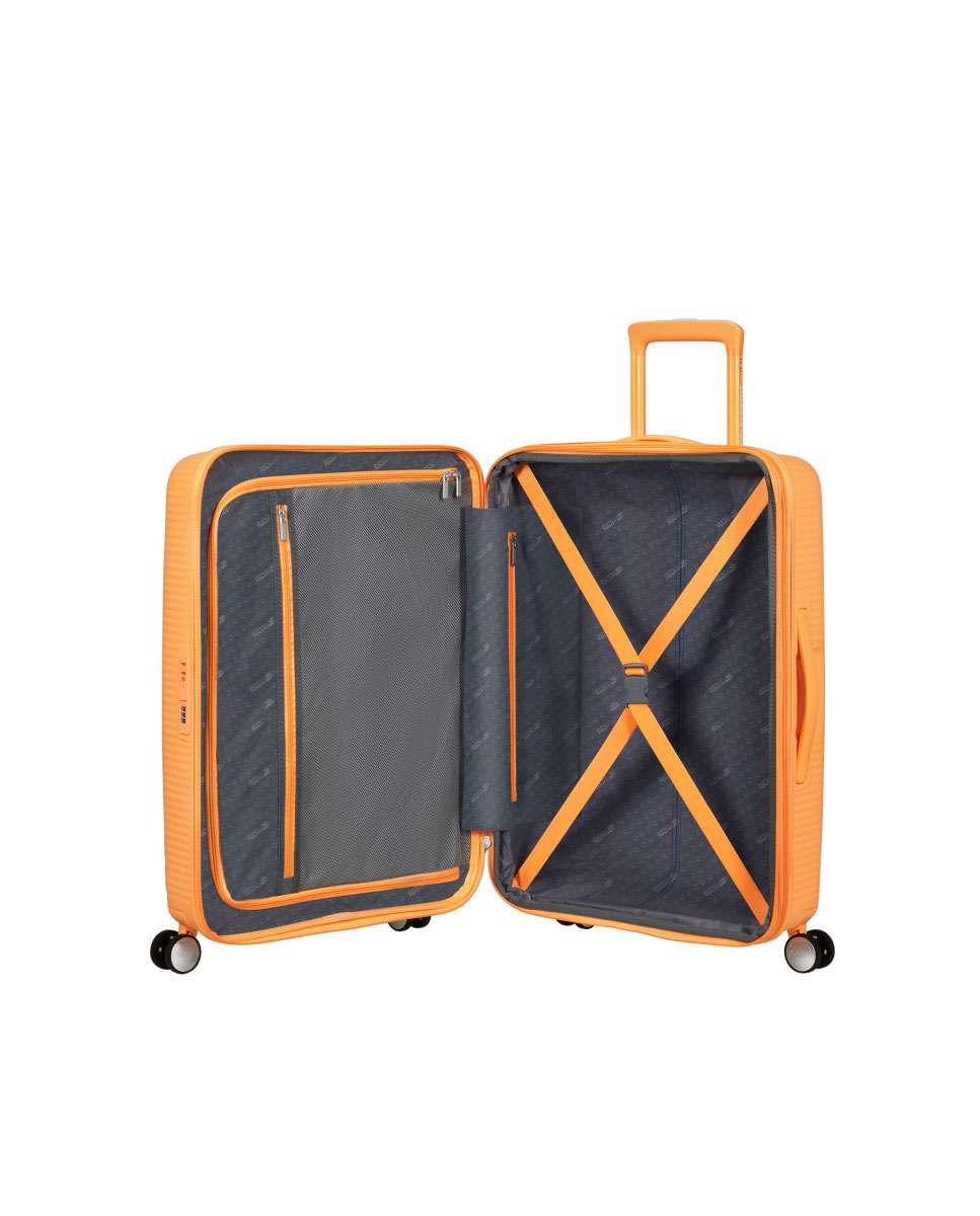 Mala de Viagem Média Soundbox 67cm 4 Rodas Expansível Papaia 71.5L Laranja-2