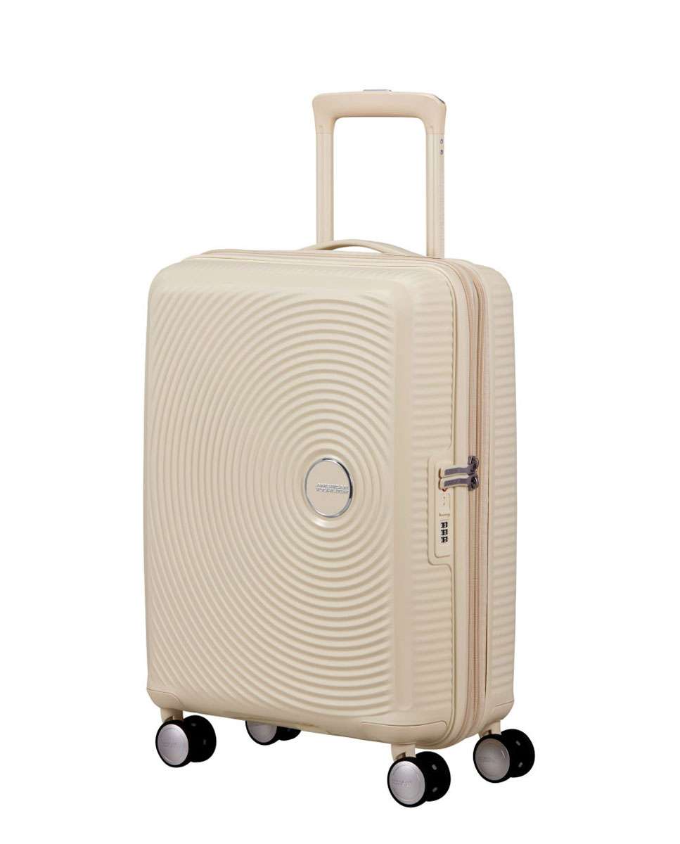 Mala de Cabine Soundbox 55cm 4 Rodas Expansível Areia de Coco 35.5L Bege-1