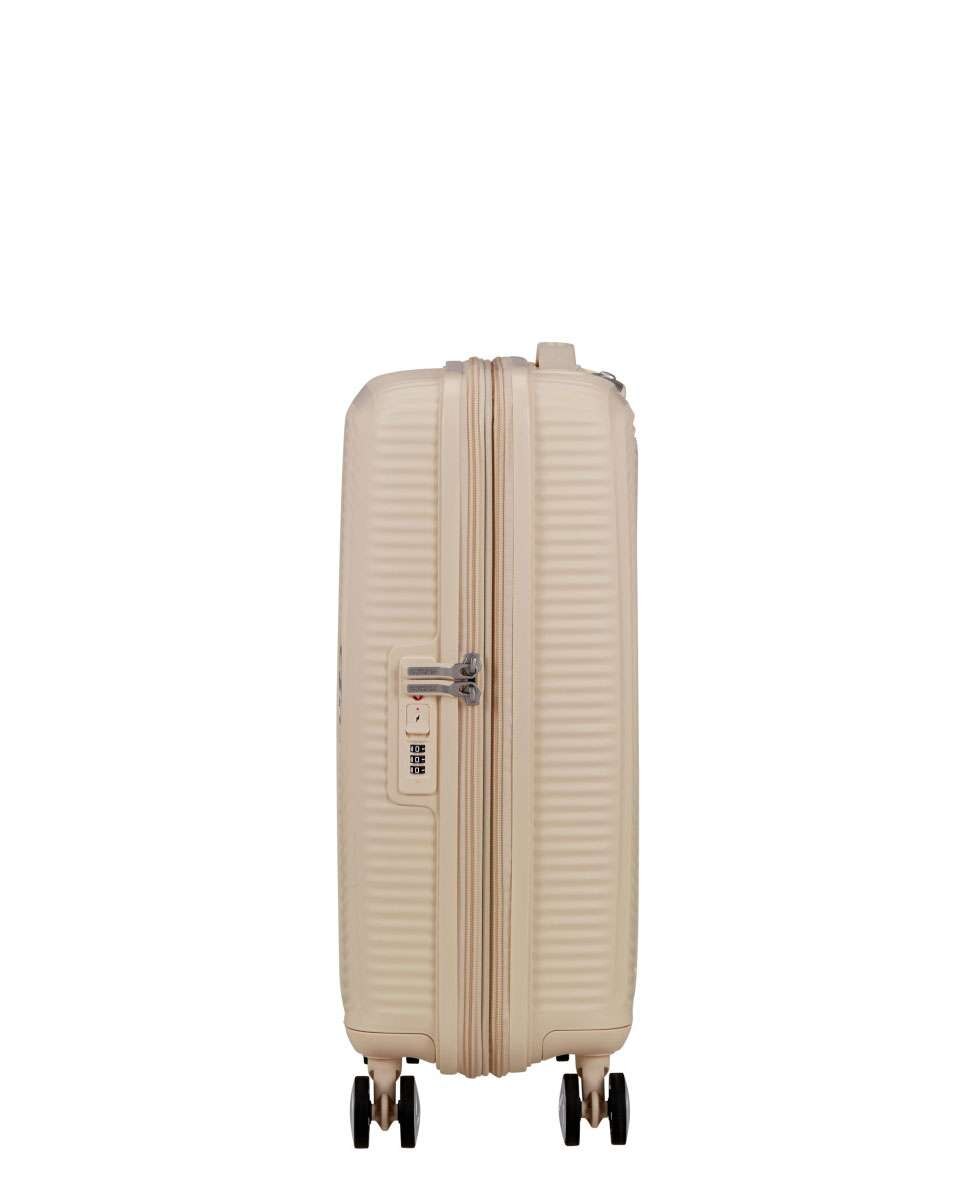 Mala de Cabine Soundbox 55cm 4 Rodas Expansível Areia de Coco 35.5L Bege-3