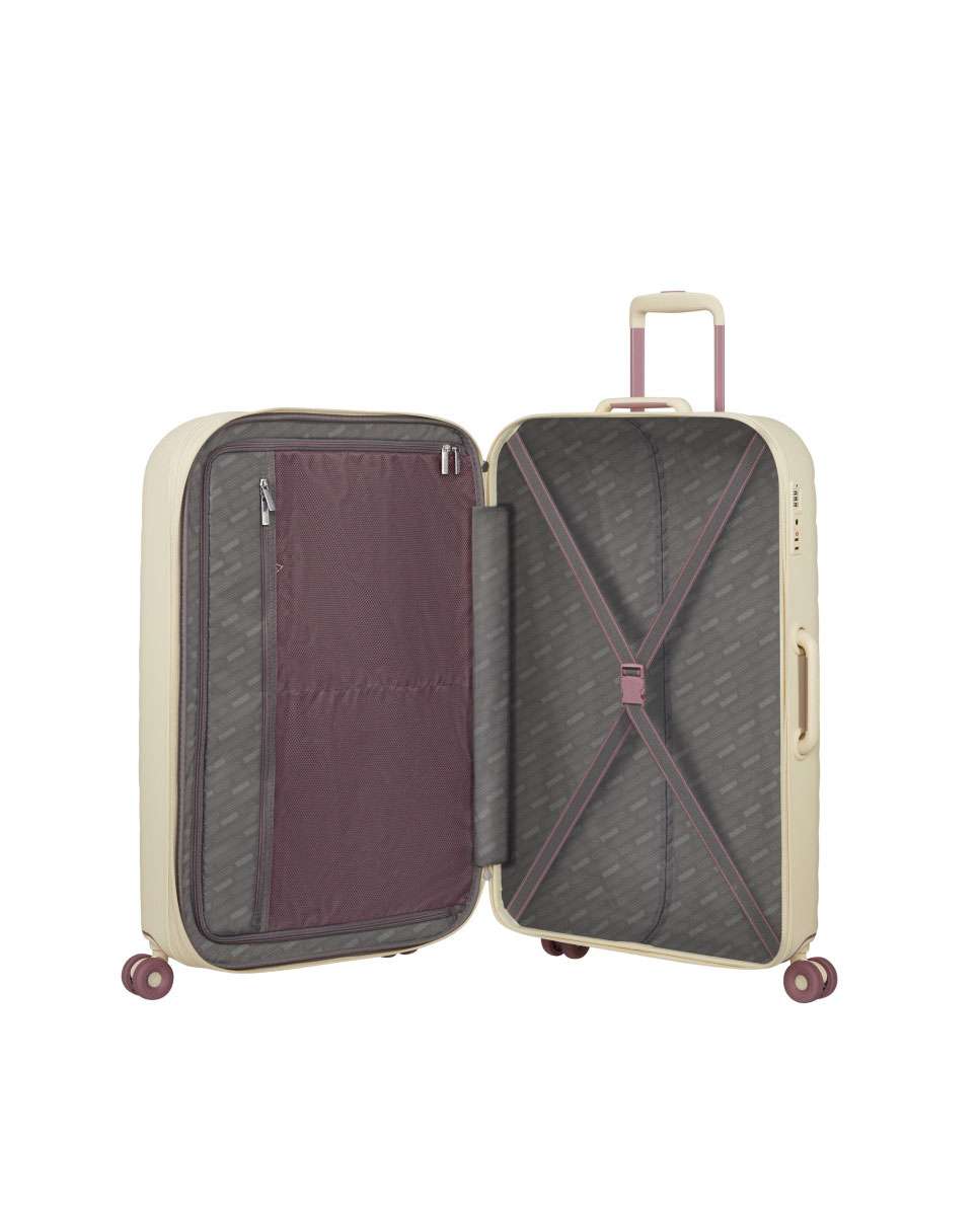 Mala de Viagem Grande Neovibe 77cm 4 Rodas Expansivel Areia 96L Bege-2