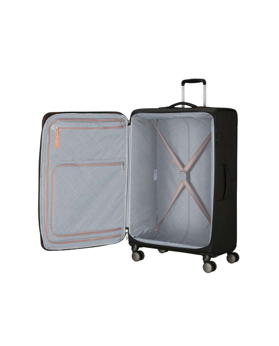 Mala de Viagem Grande Wanderlite 79cm com 4 Rodas Expansível Preto 108L Preto-2