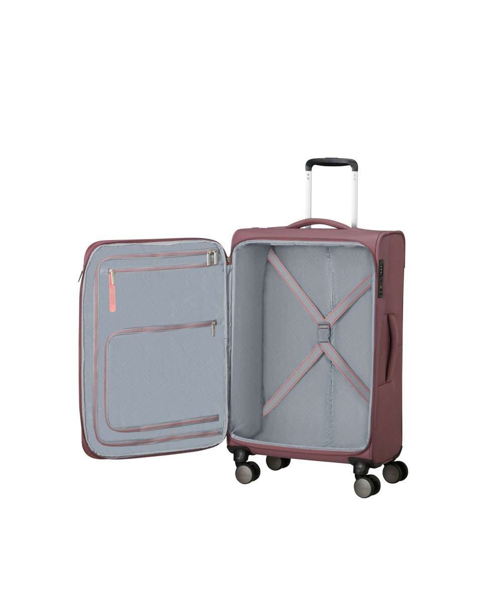 Mala de Viagem Média Wanderlite 68cm com 4 Rodas Expansível Malva Galáctica 73L Rosa-2