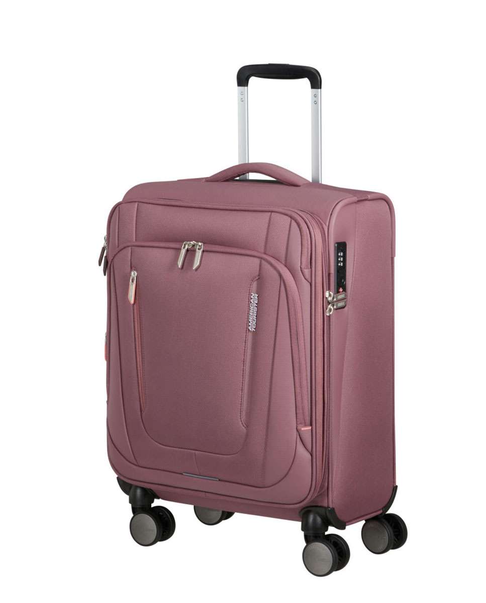 Mala de Cabine Wanderlite 55cm com 4 Rodas Expansível Malva Galáctica 45L Rosa-1