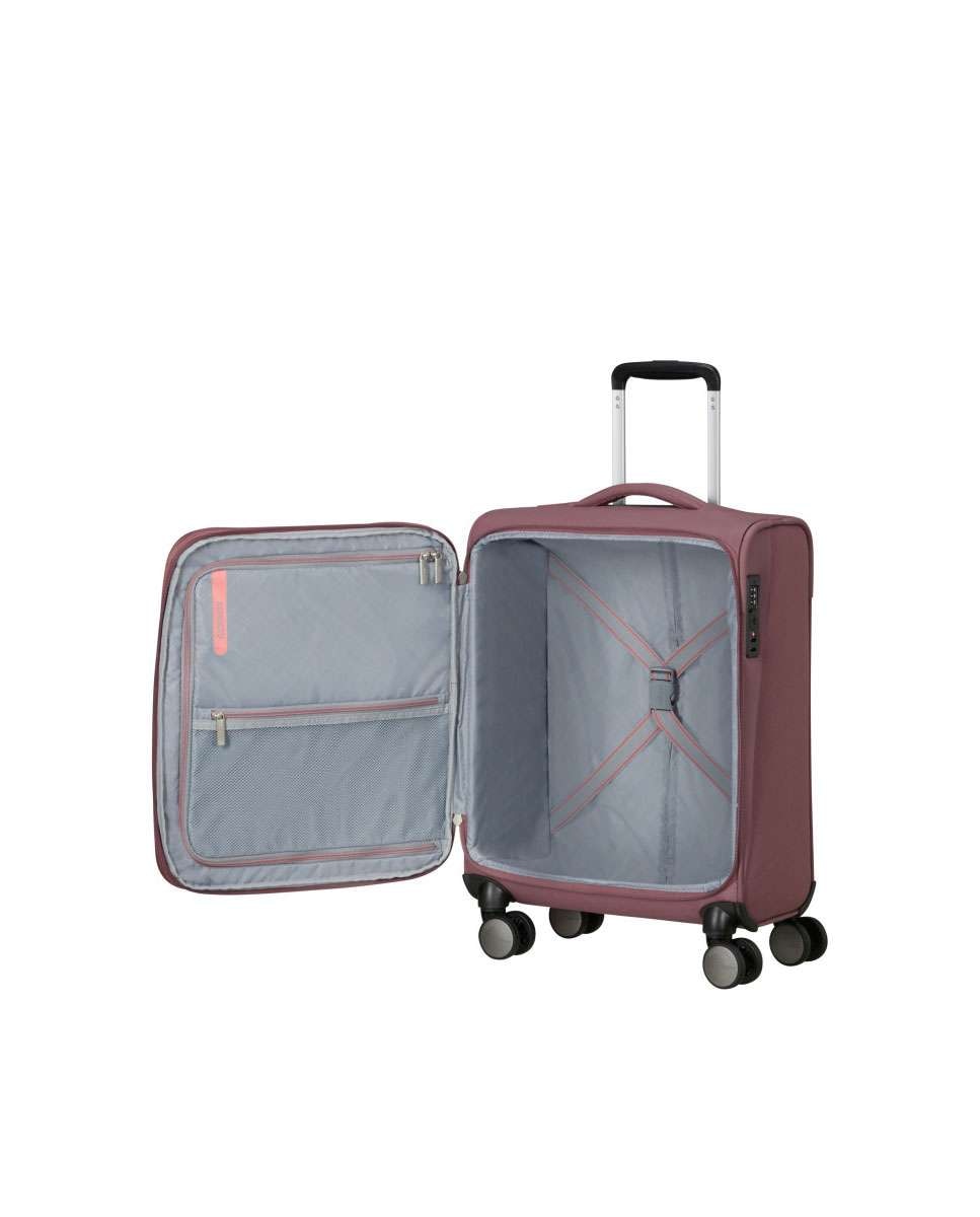 Mala de Cabine Wanderlite 55cm com 4 Rodas Expansível Malva Galáctica 45L Rosa-2