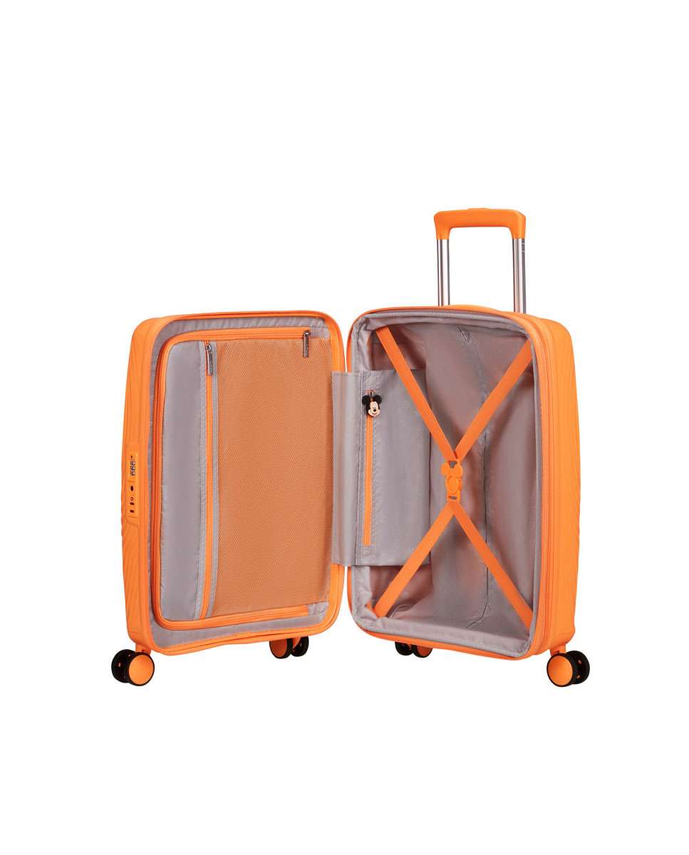Mala de Cabine 55cm Expansível 4 Rodas Mickey Pêssego Laranja 37L Laranja-2