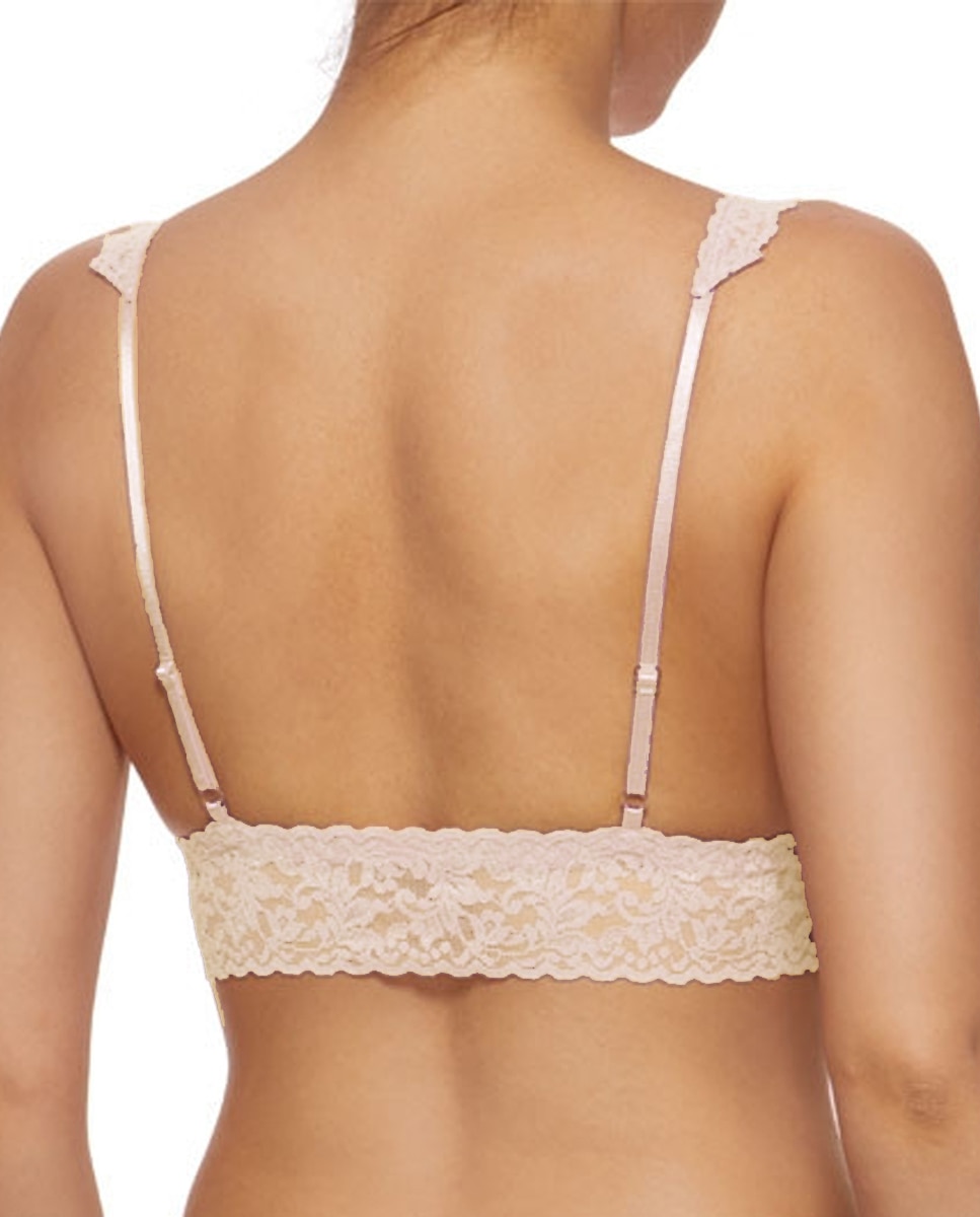 Bralette de Renda com Alça Larga Ajustável Bege/Rosa-2