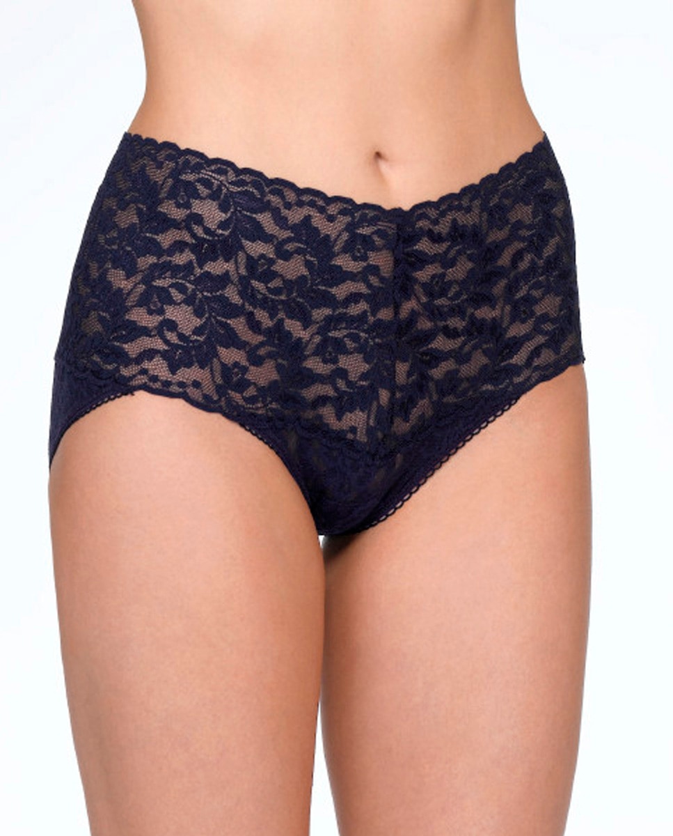 Cueca Alta de Cintura Subida de Renda Azul-escuro-1