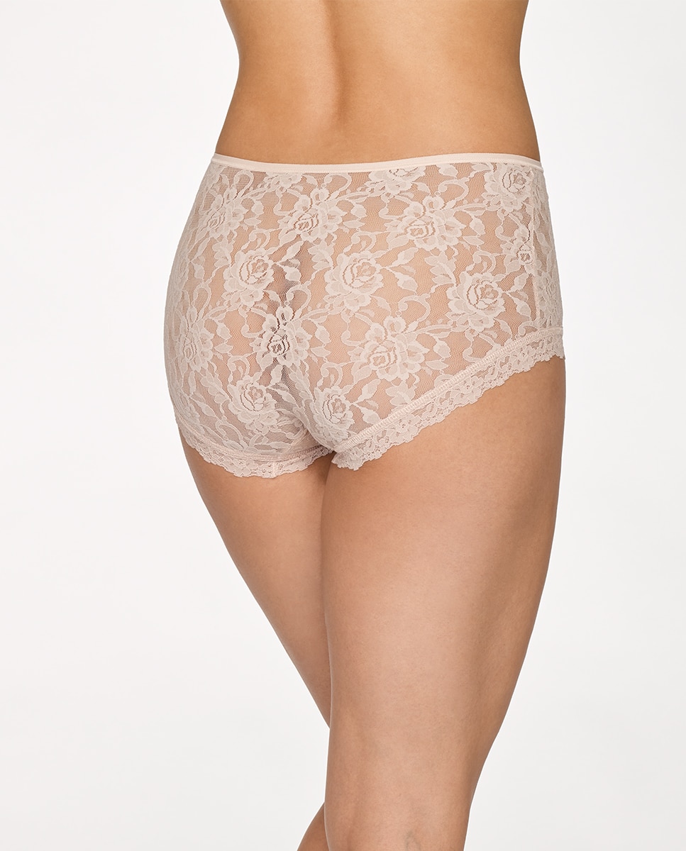 Culotte de Cintura Subida com Renda Bege-2