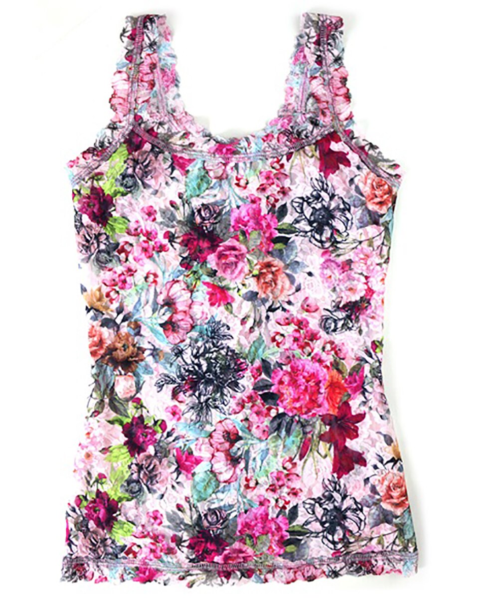 T-shirt Interior Básica de Alça Larga com Renda Floral Rosa-2