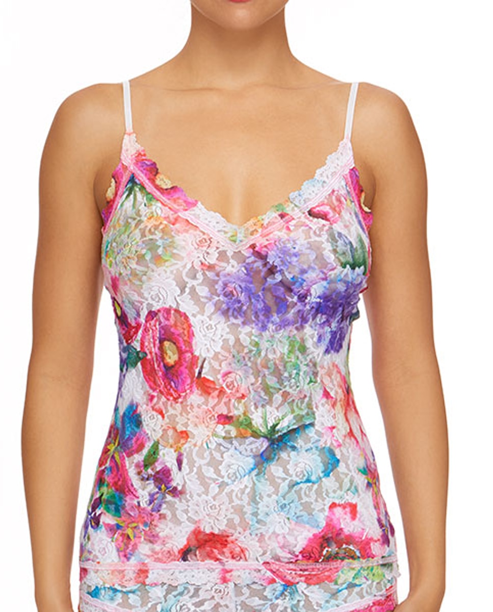 Imagem 0 de T-shirt Interior Básica de Renda Estampada com Alça Fina