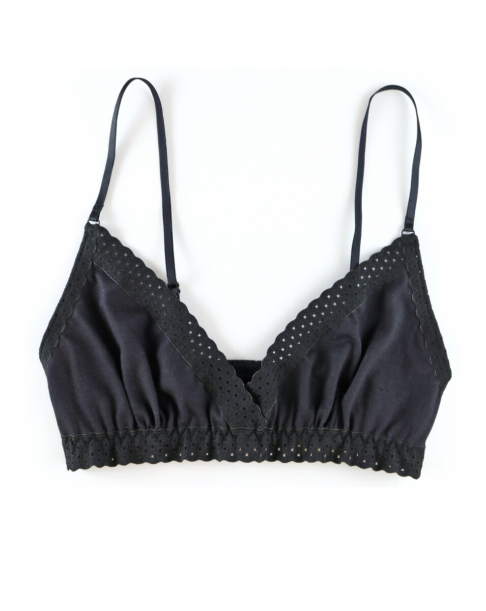 Bralette de Algodão com Renda Preto-3