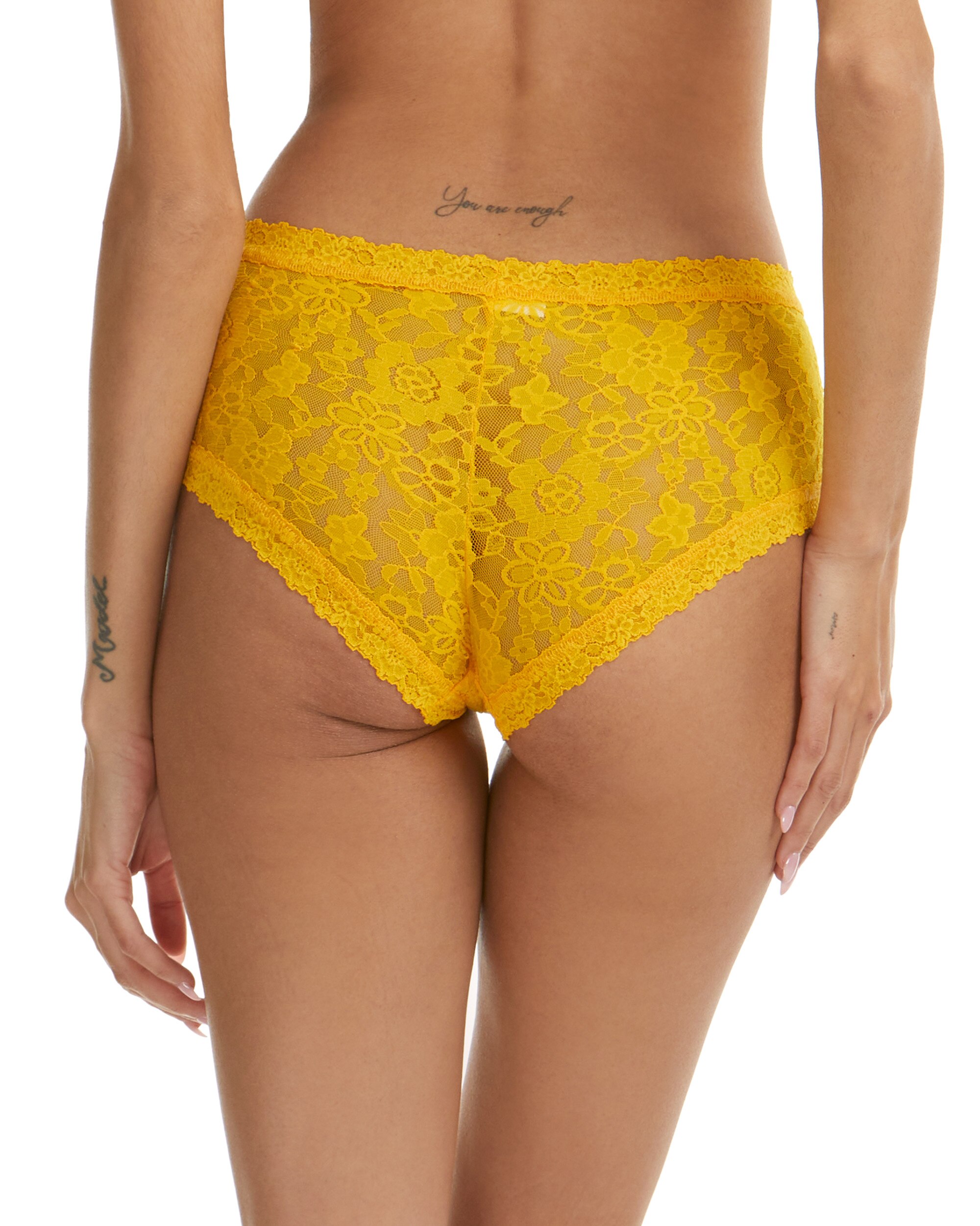 Culotte de Renda de Cintura Média Amarelo-2